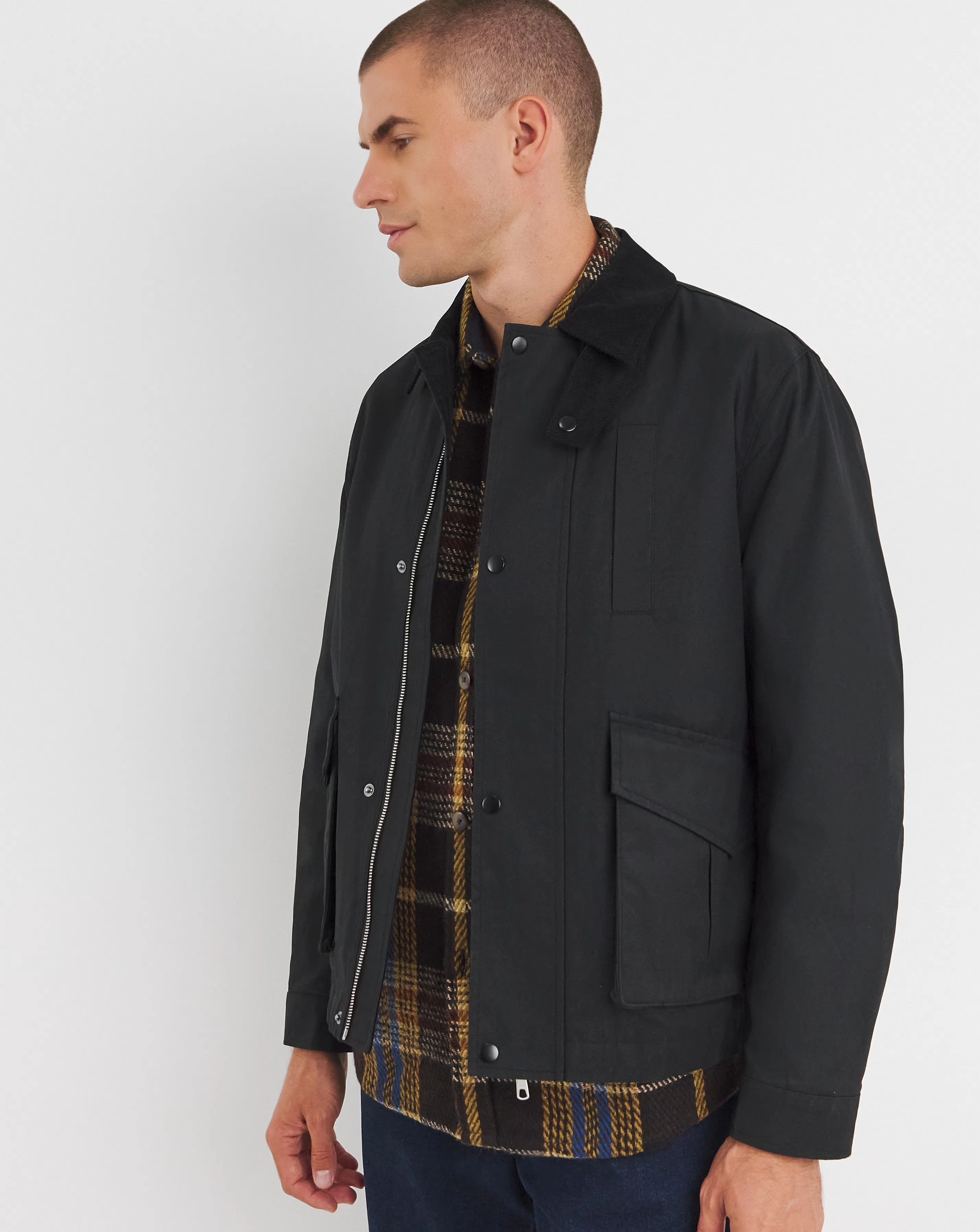 Black Wax Cord Collar Jacket 1 Black Wax Cord Collar Jacket