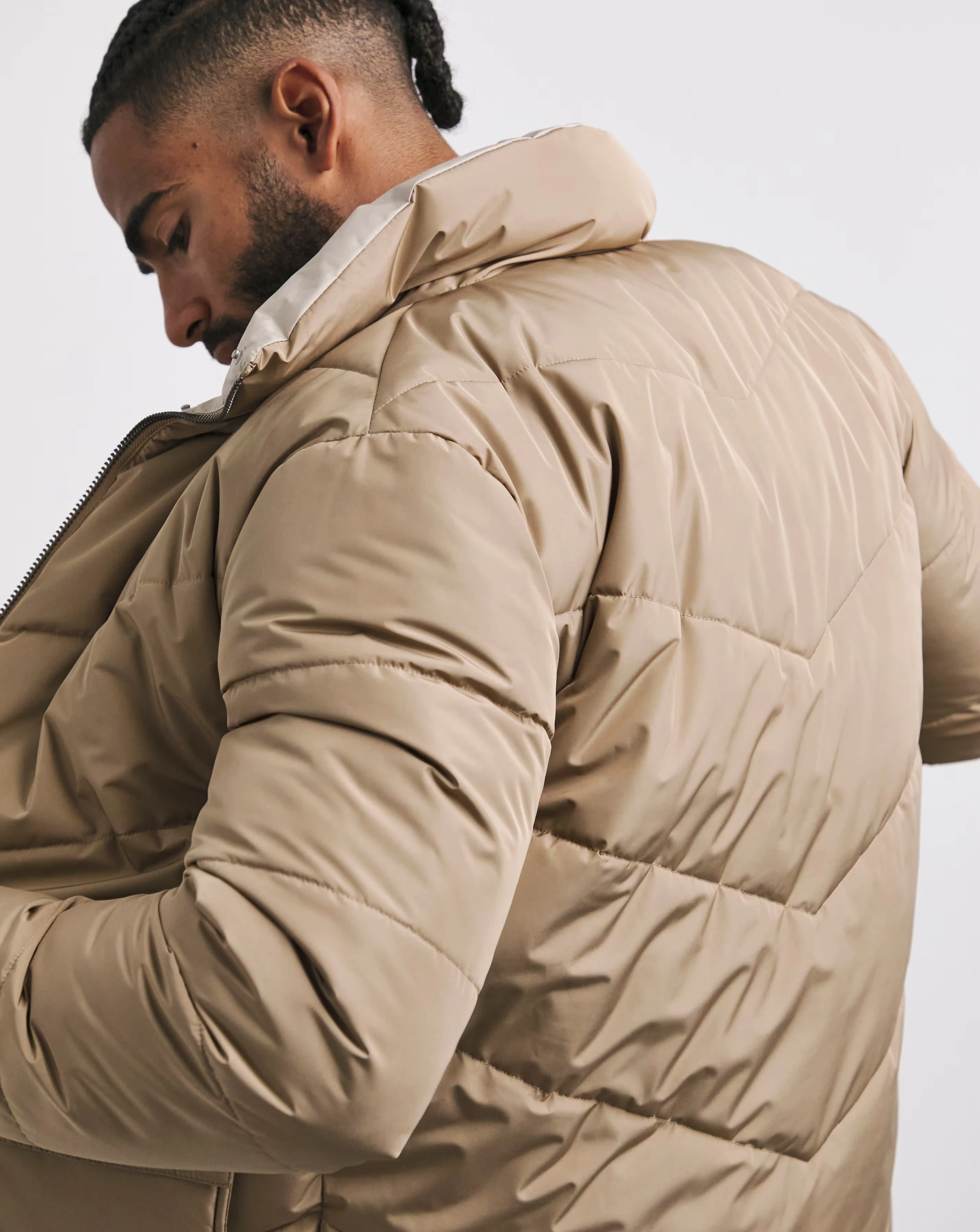 Ecru Funnel Neck Reversible Puffer Coat 5 Ecru Funnel Neck Reversible Puffer Coat
