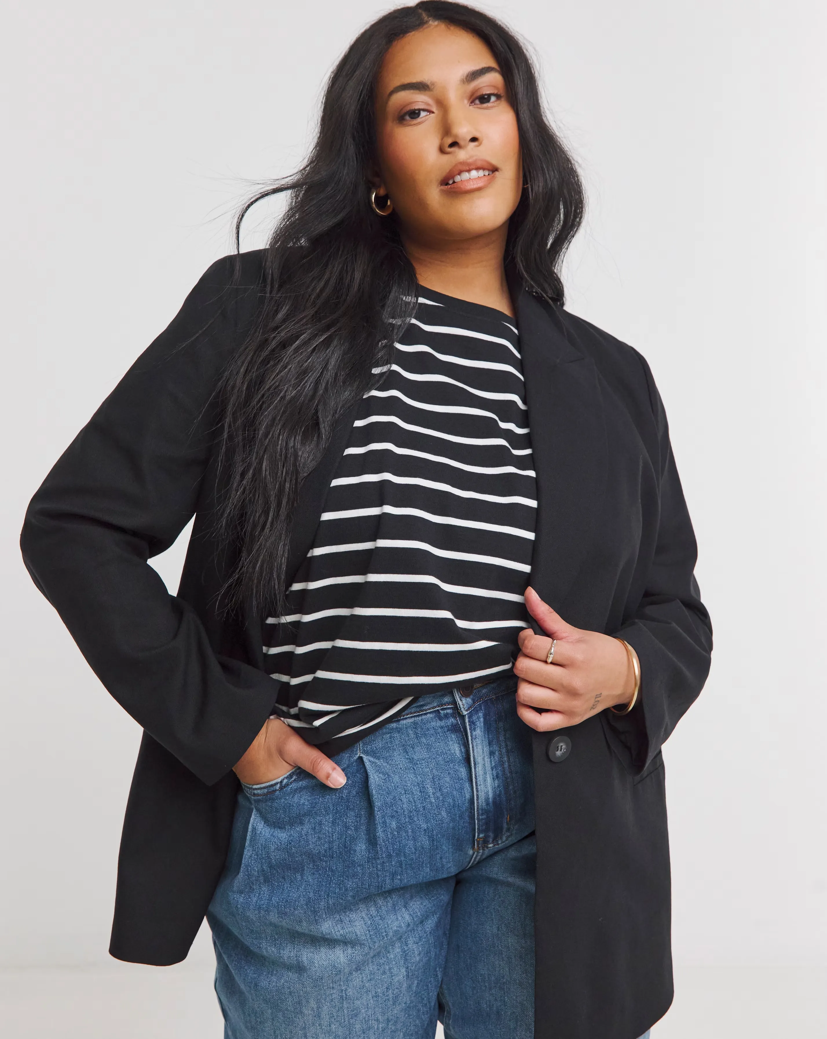 Simply Be Black Relaxed Linen Blend Blazer 1 Simply Be Black Relaxed Linen Blend Blazer