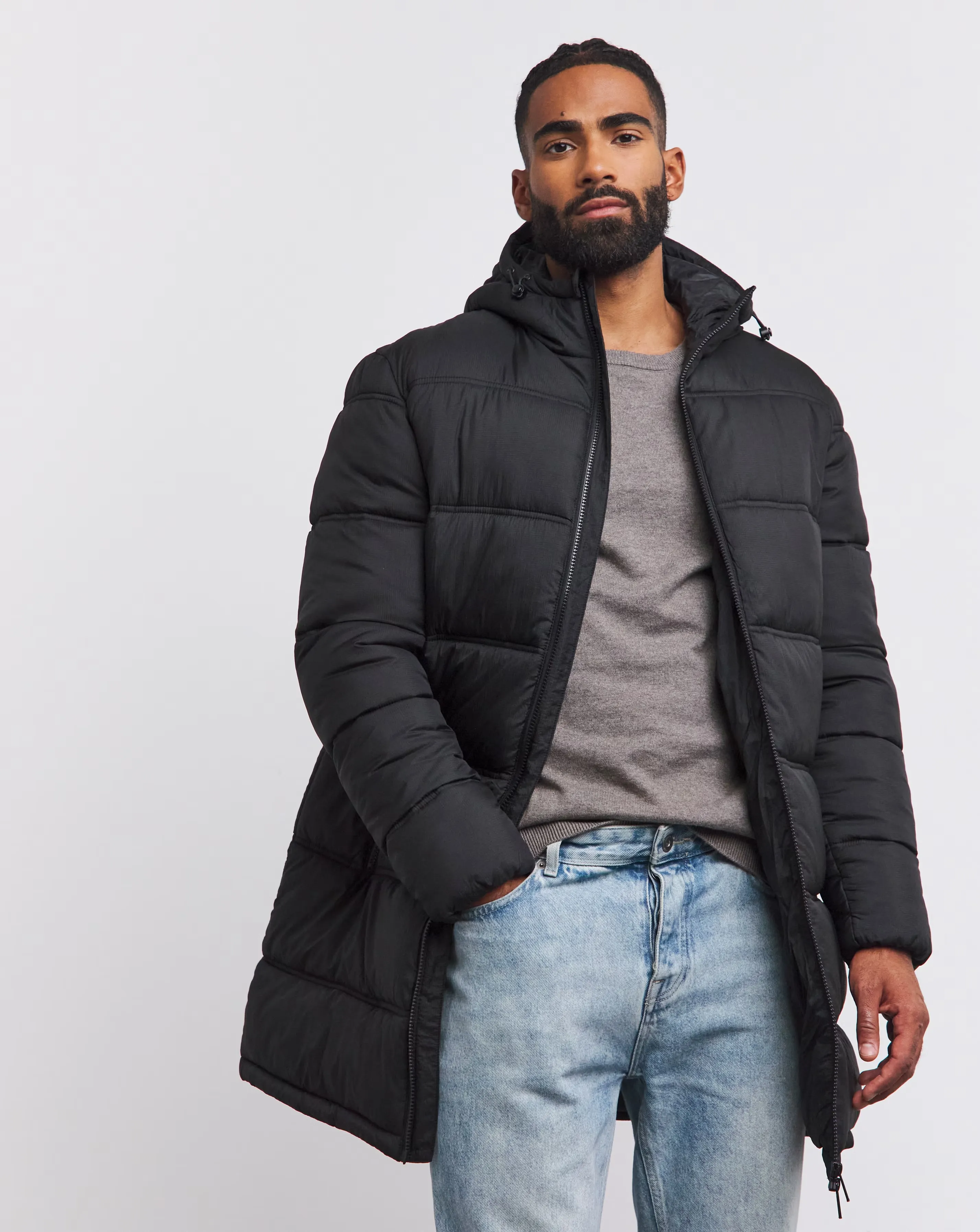 Black Clean Puffer Jacket