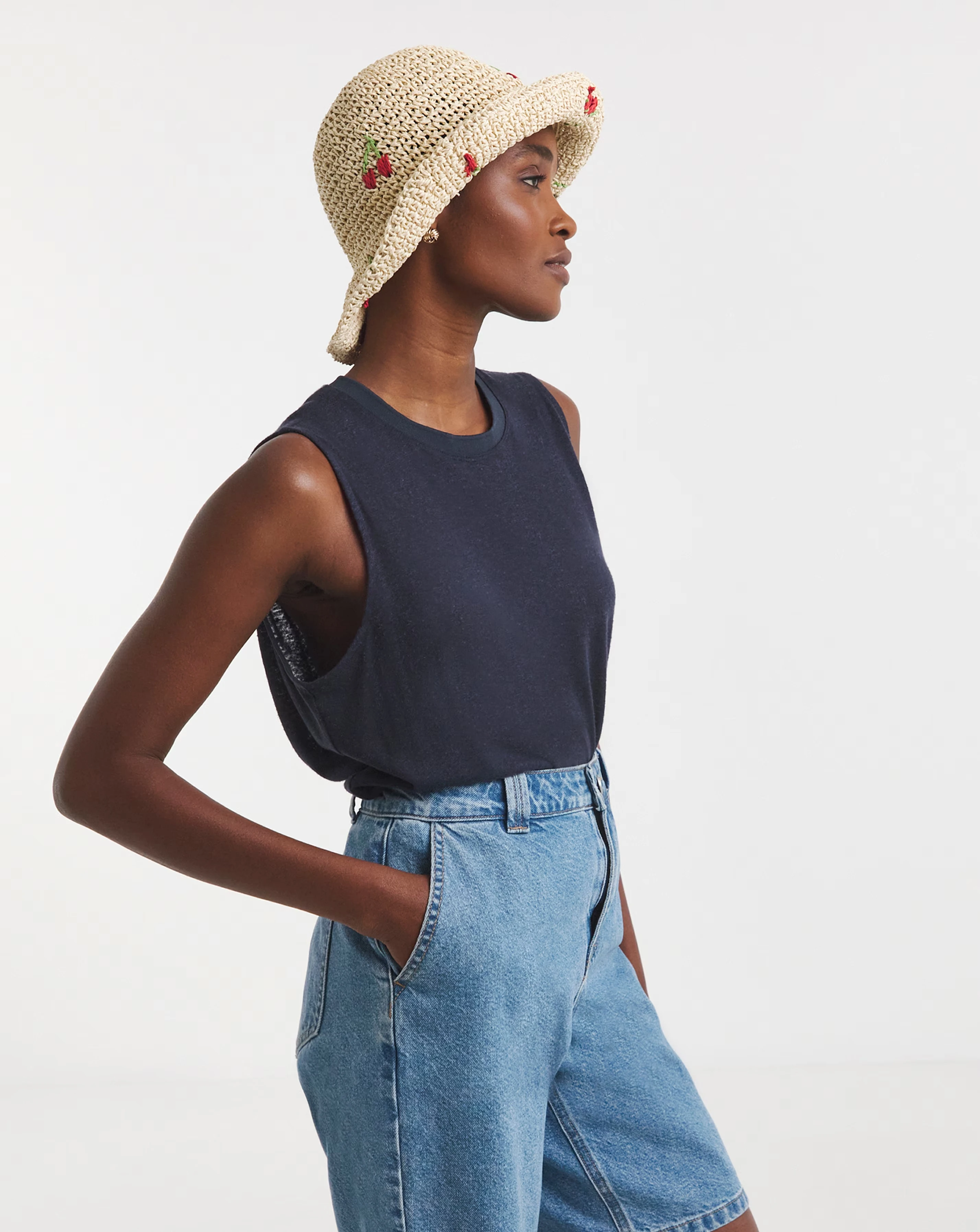Cherry Embroidered Raffia Hat 1 Cherry Embroidered Raffia Hat