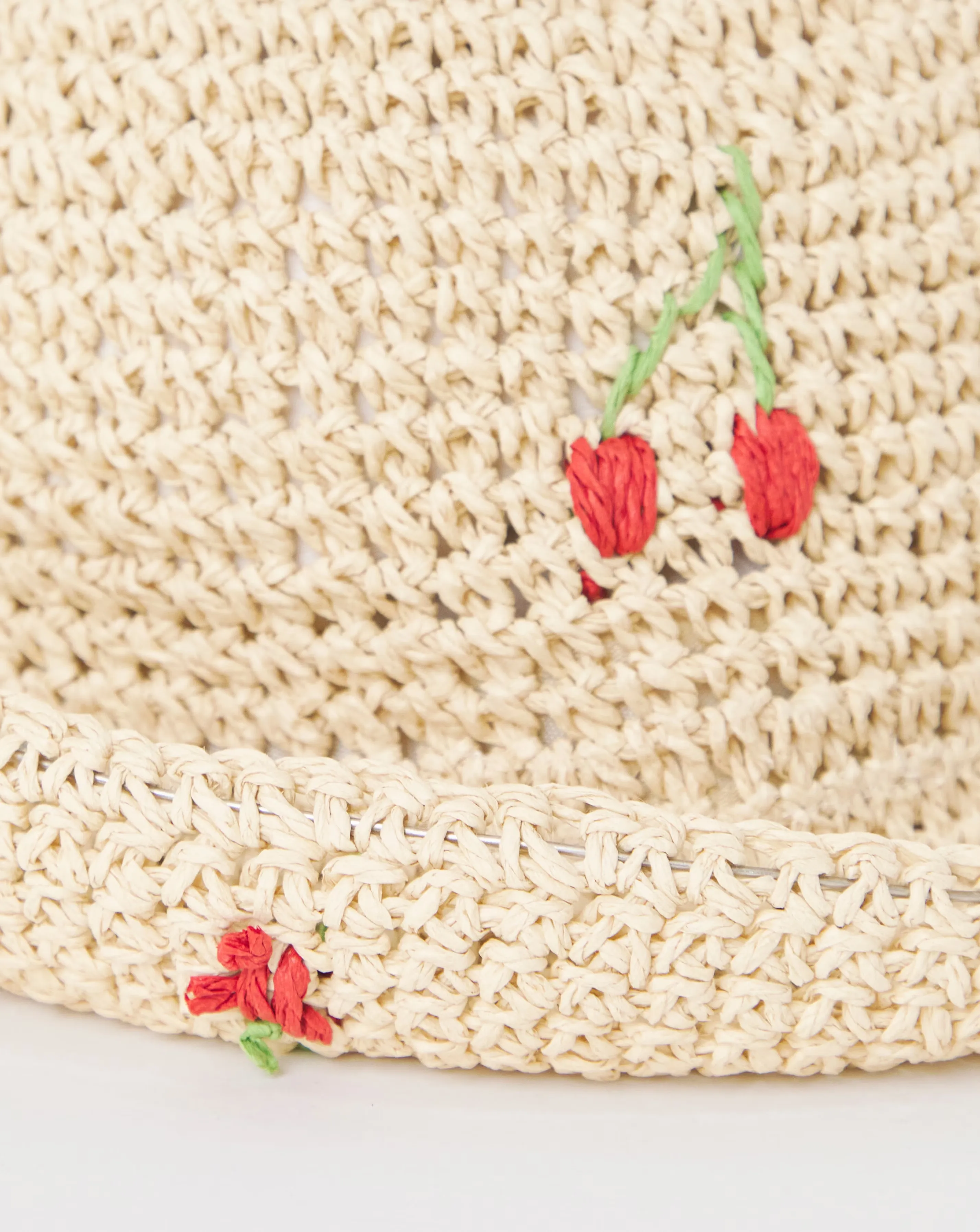 Cherry Embroidered Raffia Hat 5 Cherry Embroidered Raffia Hat