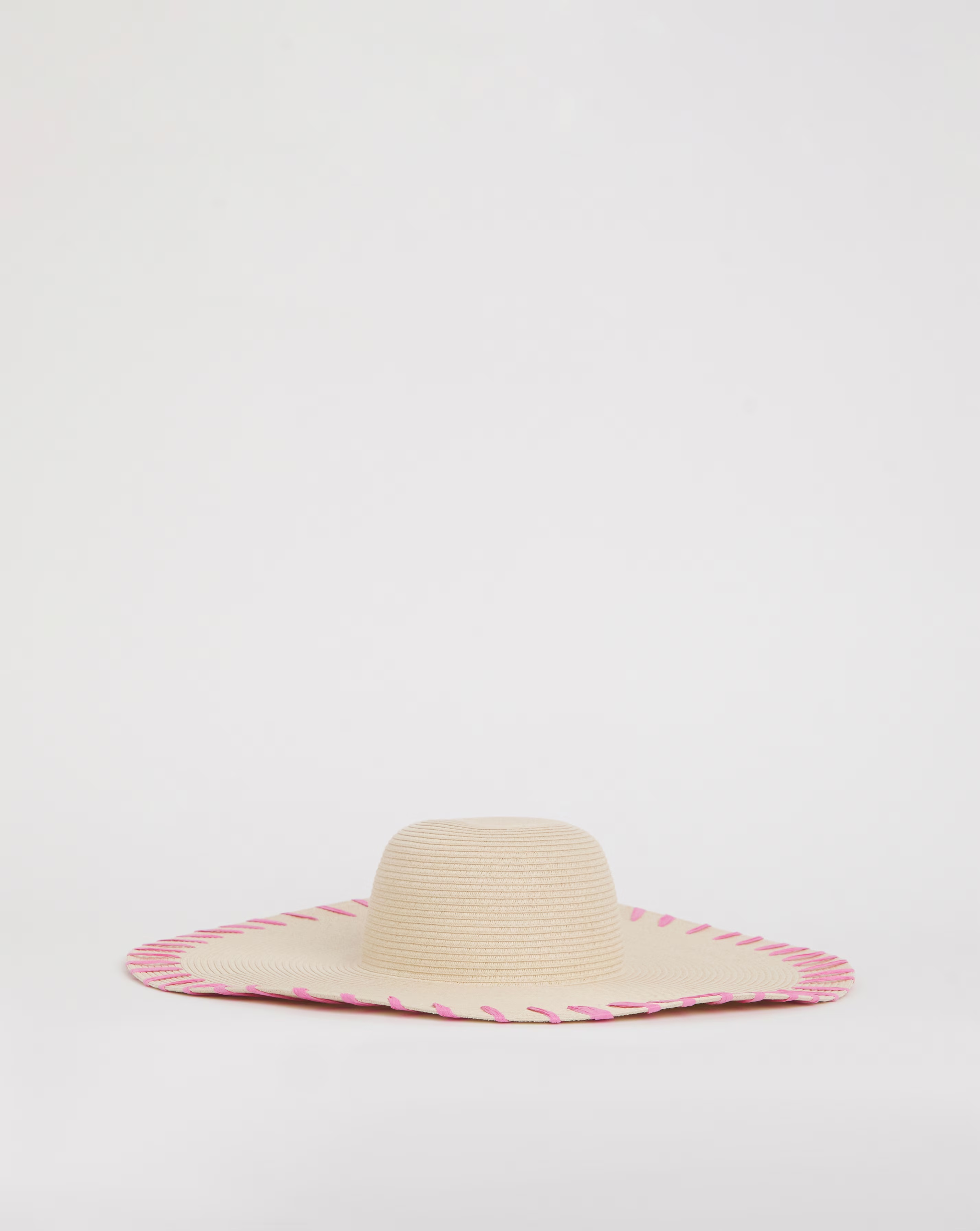 Wide Brim Raffia Edge Straw Hat 1 Wide Brim Raffia Edge Straw Hat