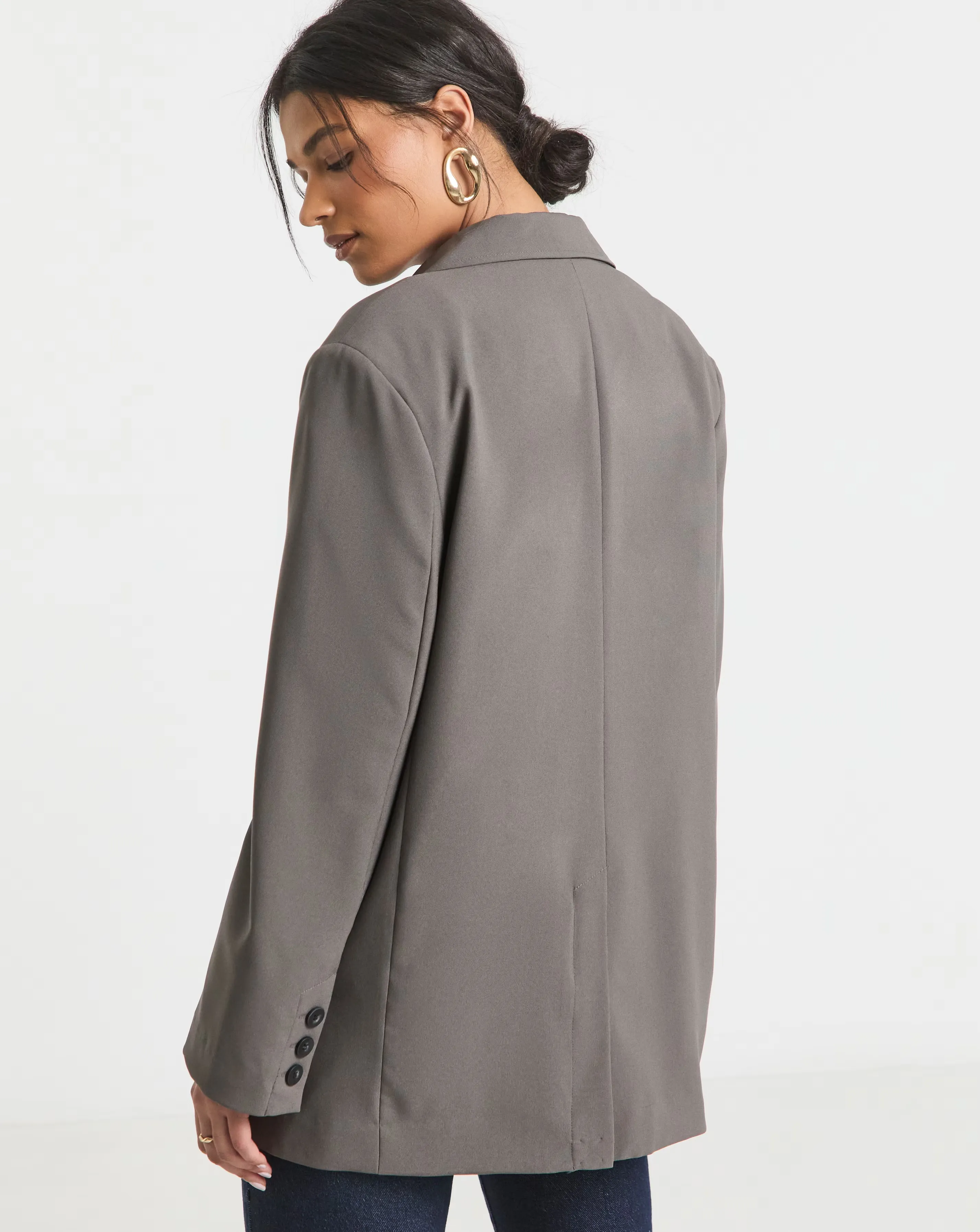 Simply Be Charcoal Oversized Single Breasted Blazer 2 Simply Be Charcoal Oversized Single Breasted Blazer
