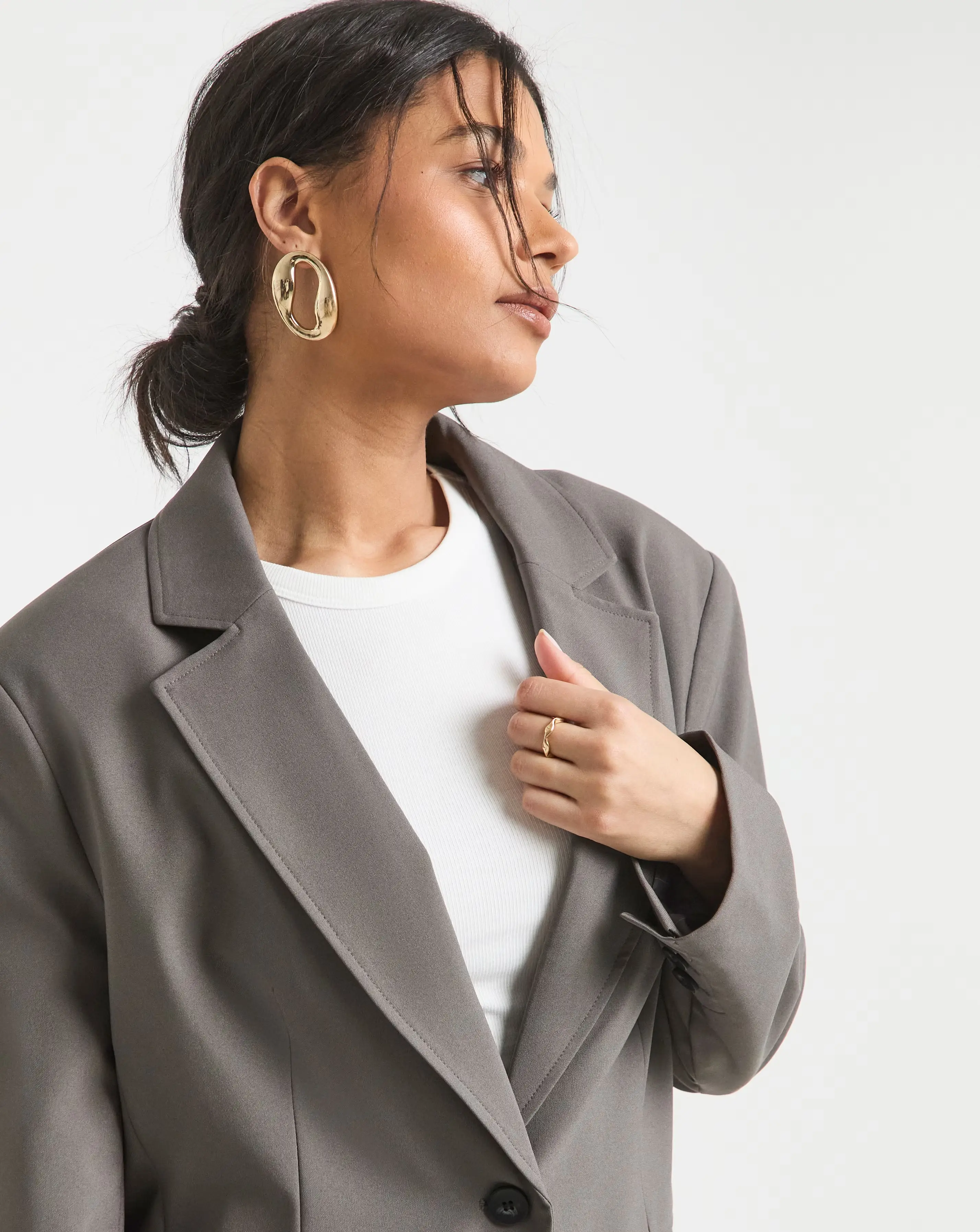 Simply Be Charcoal Oversized Single Breasted Blazer 3 Simply Be Charcoal Oversized Single Breasted Blazer
