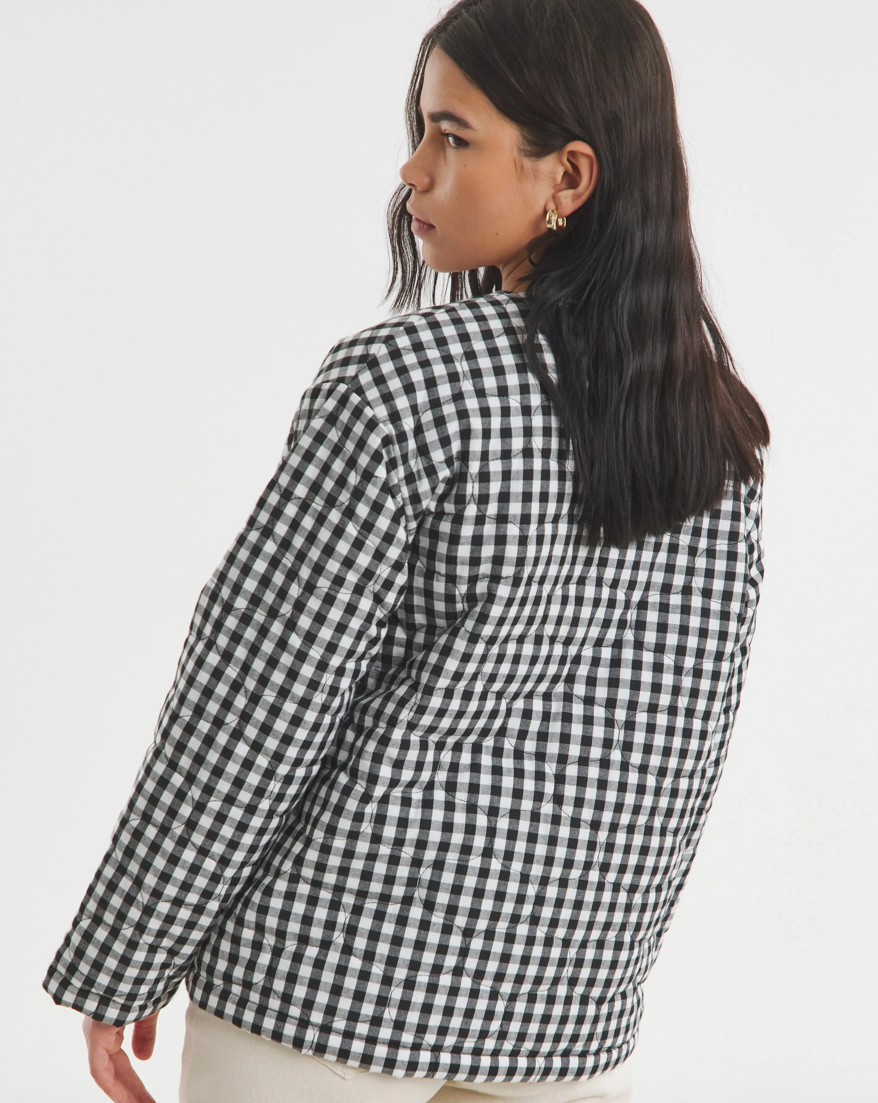 Simply Be Black Quilted Gingham Jacket 4 Simply Be Black Quilted Gingham Jacket