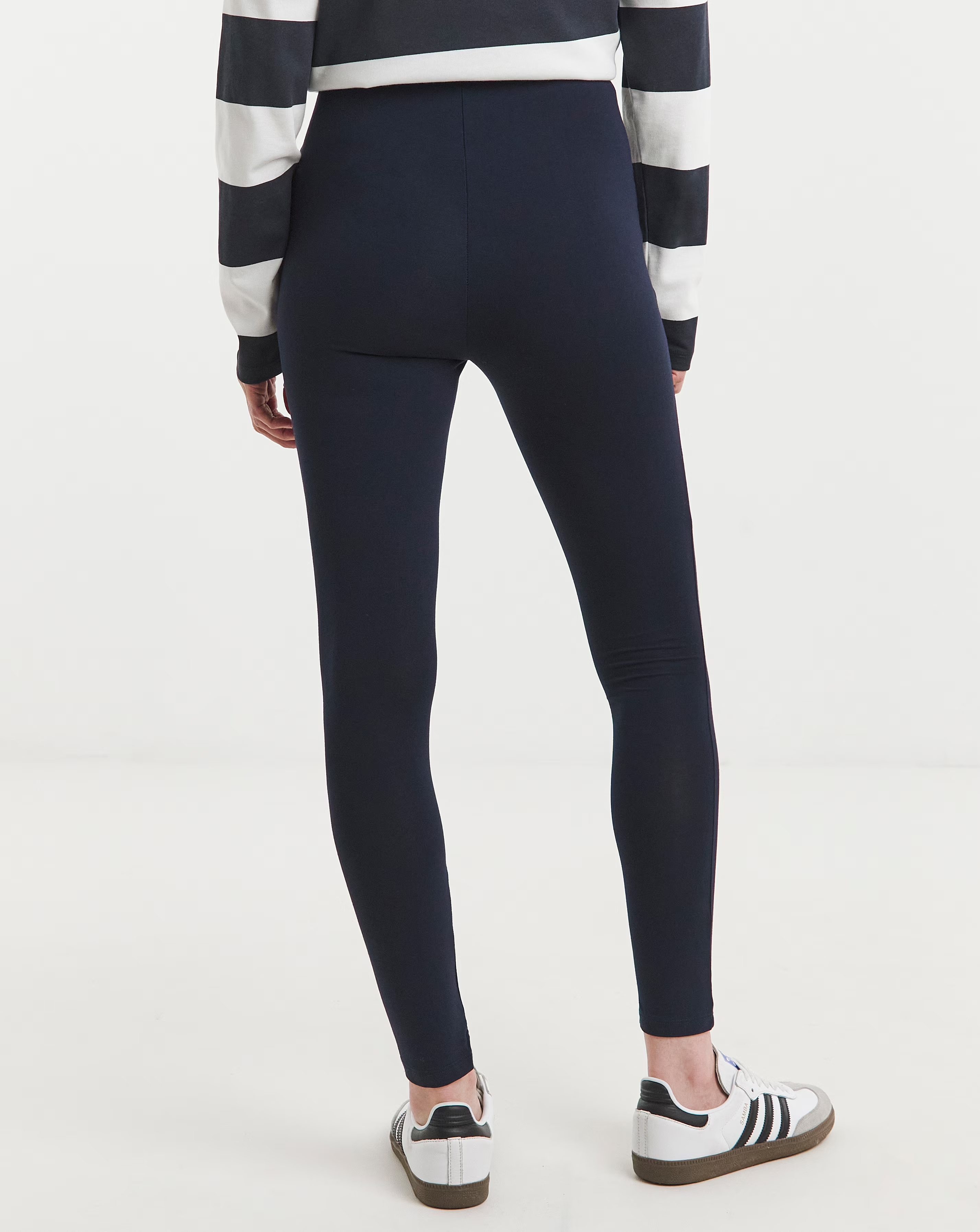 Navy Jersey High Waisted Leggings 4 Navy Jersey High Waisted Leggings