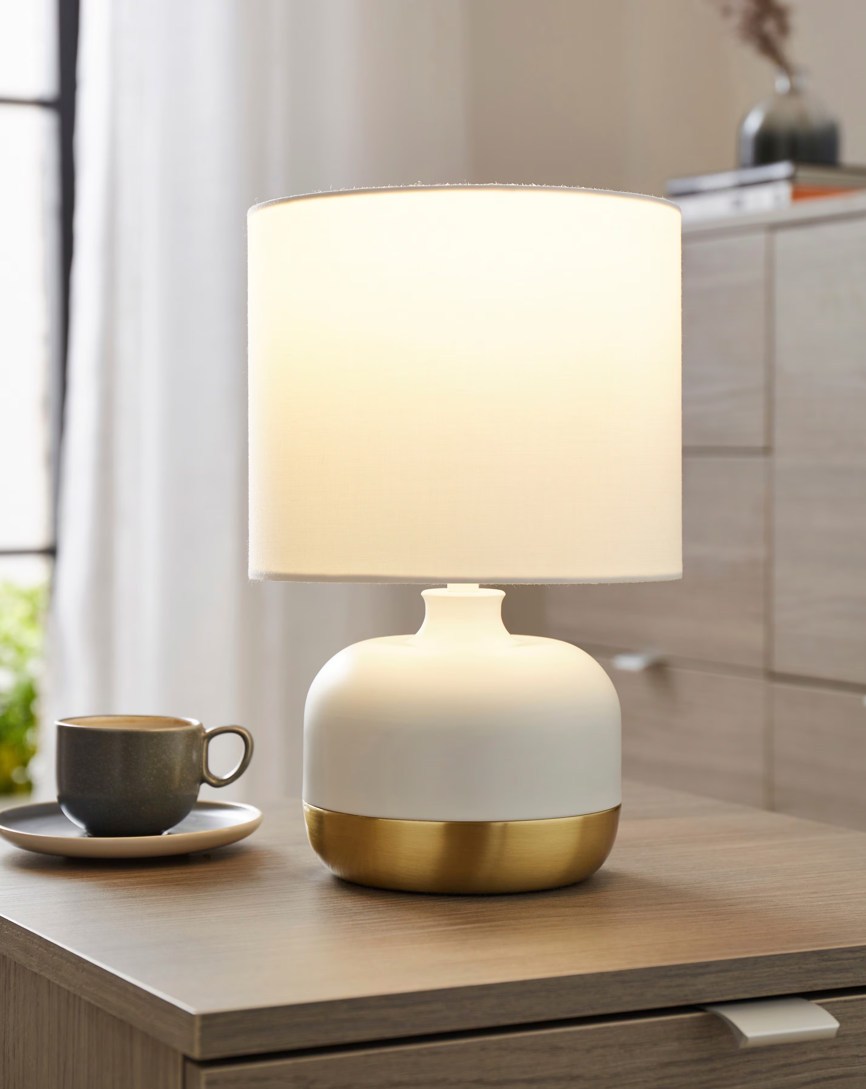 White and Gold Touch Table Lamp