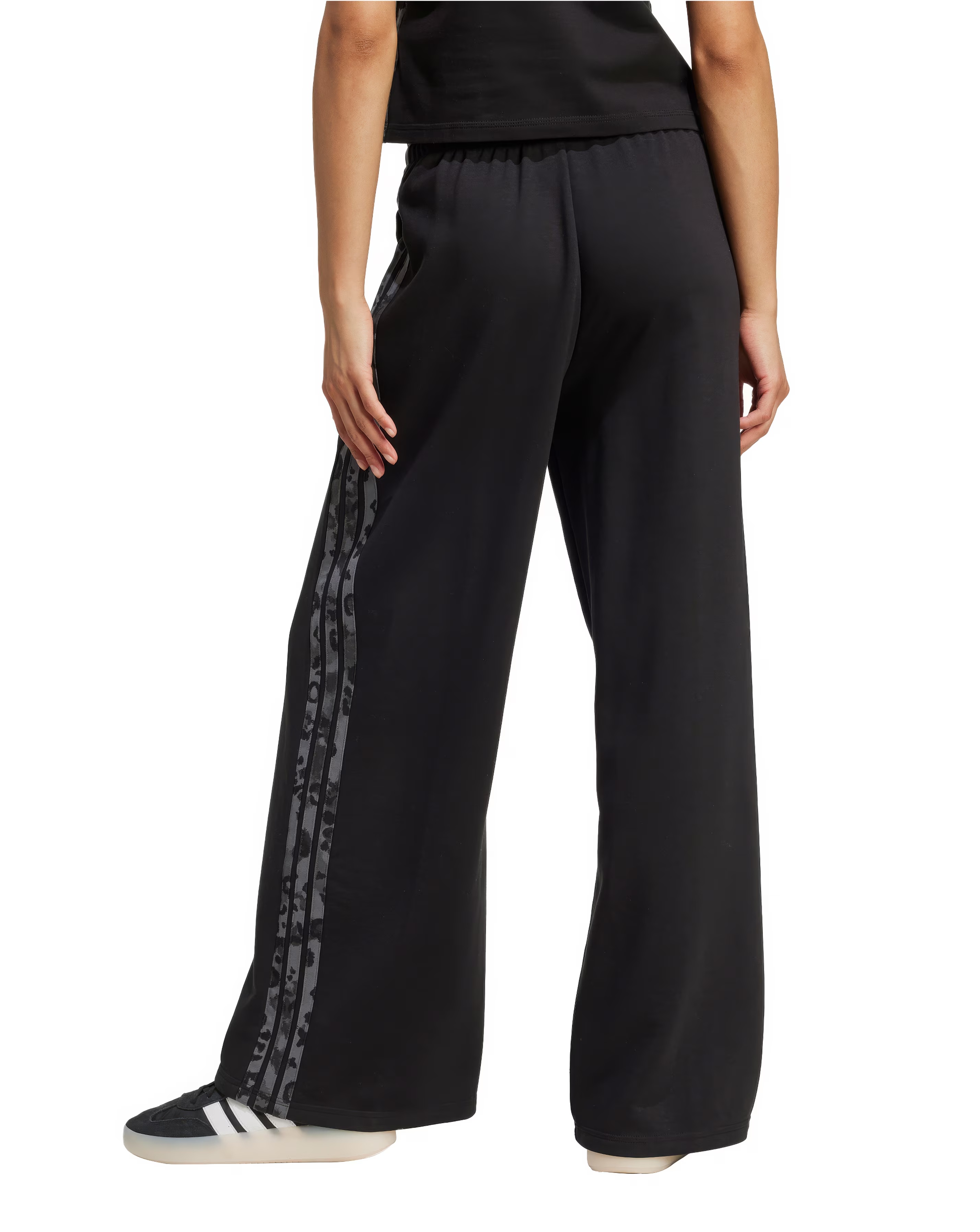 adidas Wide Leg Leopard Print 3 Stripe Jogger 2 adidas Wide Leg Leopard Print 3 Stripe Jogger