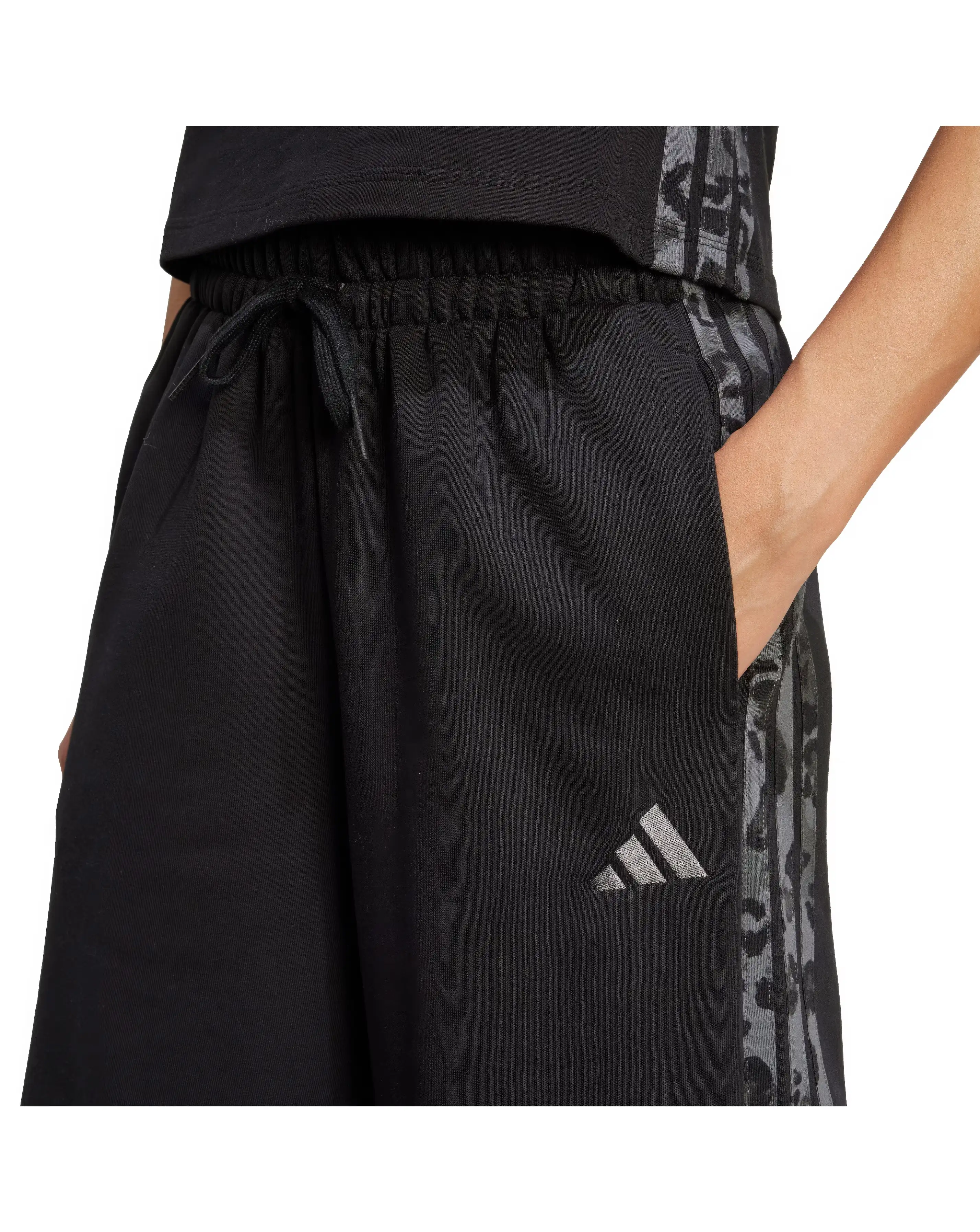 adidas Wide Leg Leopard Print 3 Stripe Jogger 3 adidas Wide Leg Leopard Print 3 Stripe Jogger