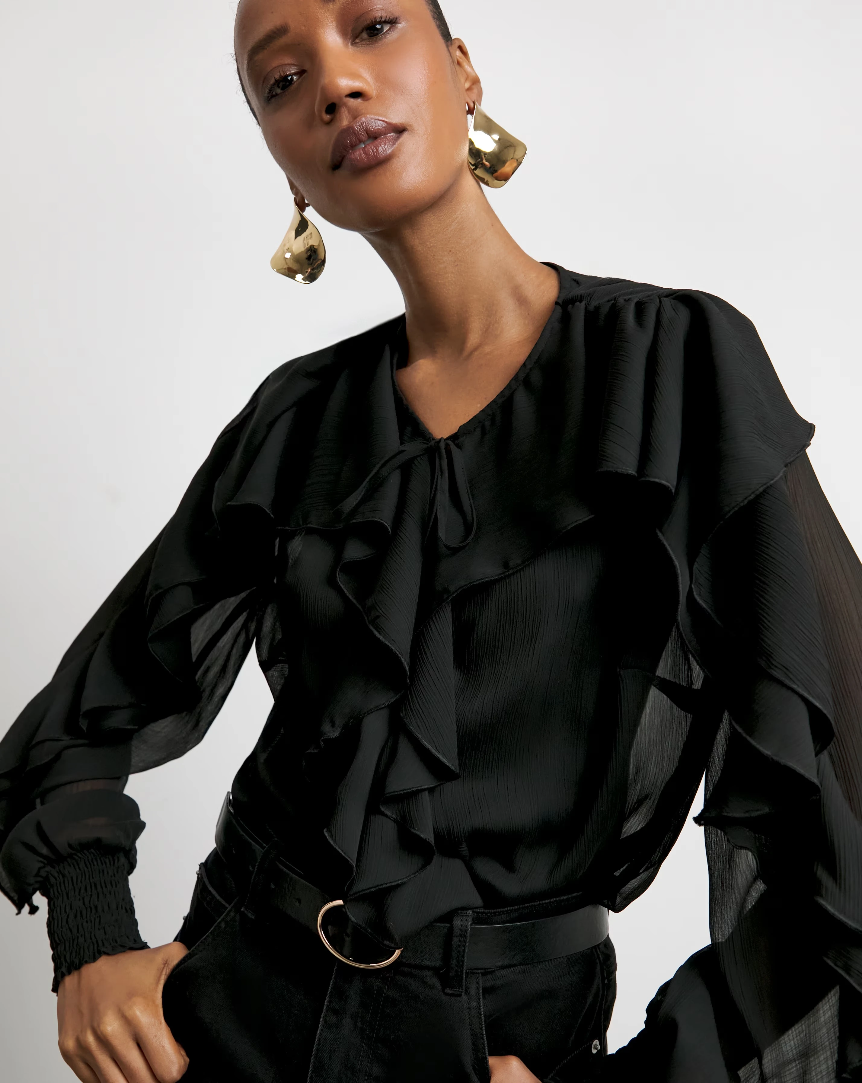 Joanna Hope Crinkle Chiffon Ruffle Blouse 1 Joanna Hope Crinkle Chiffon Ruffle Blouse