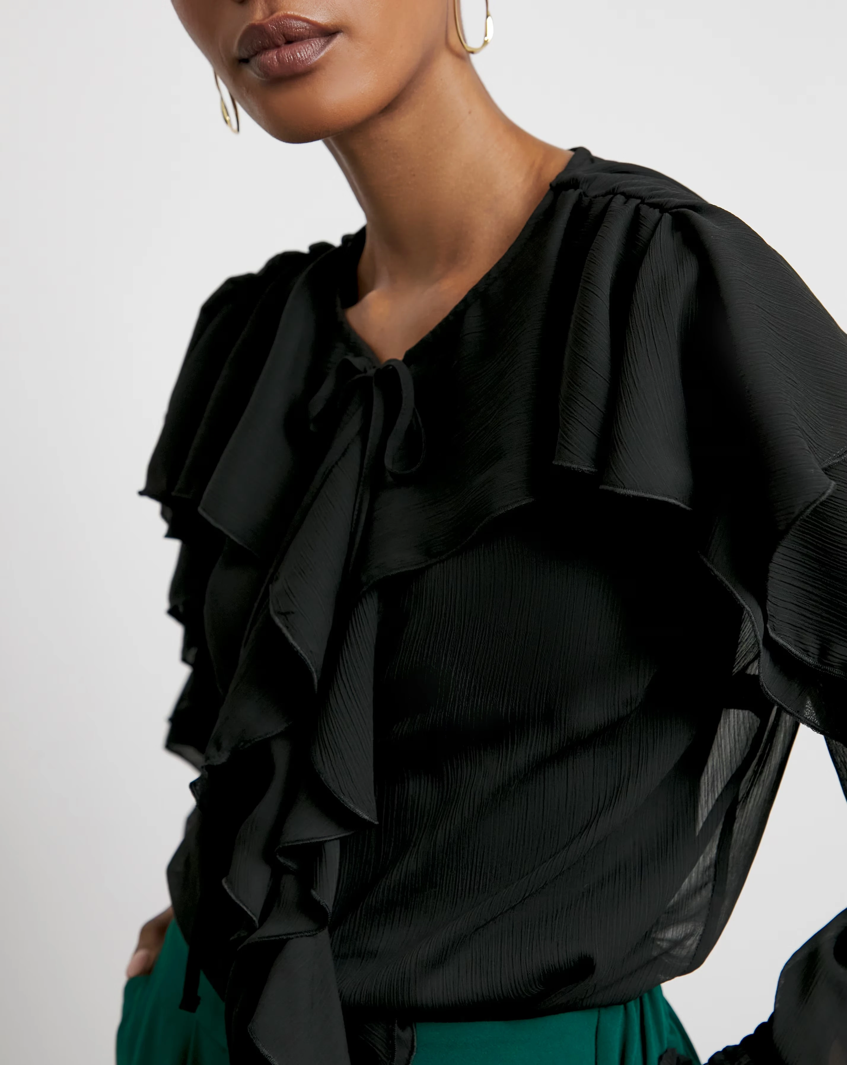 Joanna Hope Crinkle Chiffon Ruffle Blouse 4 Joanna Hope Crinkle Chiffon Ruffle Blouse