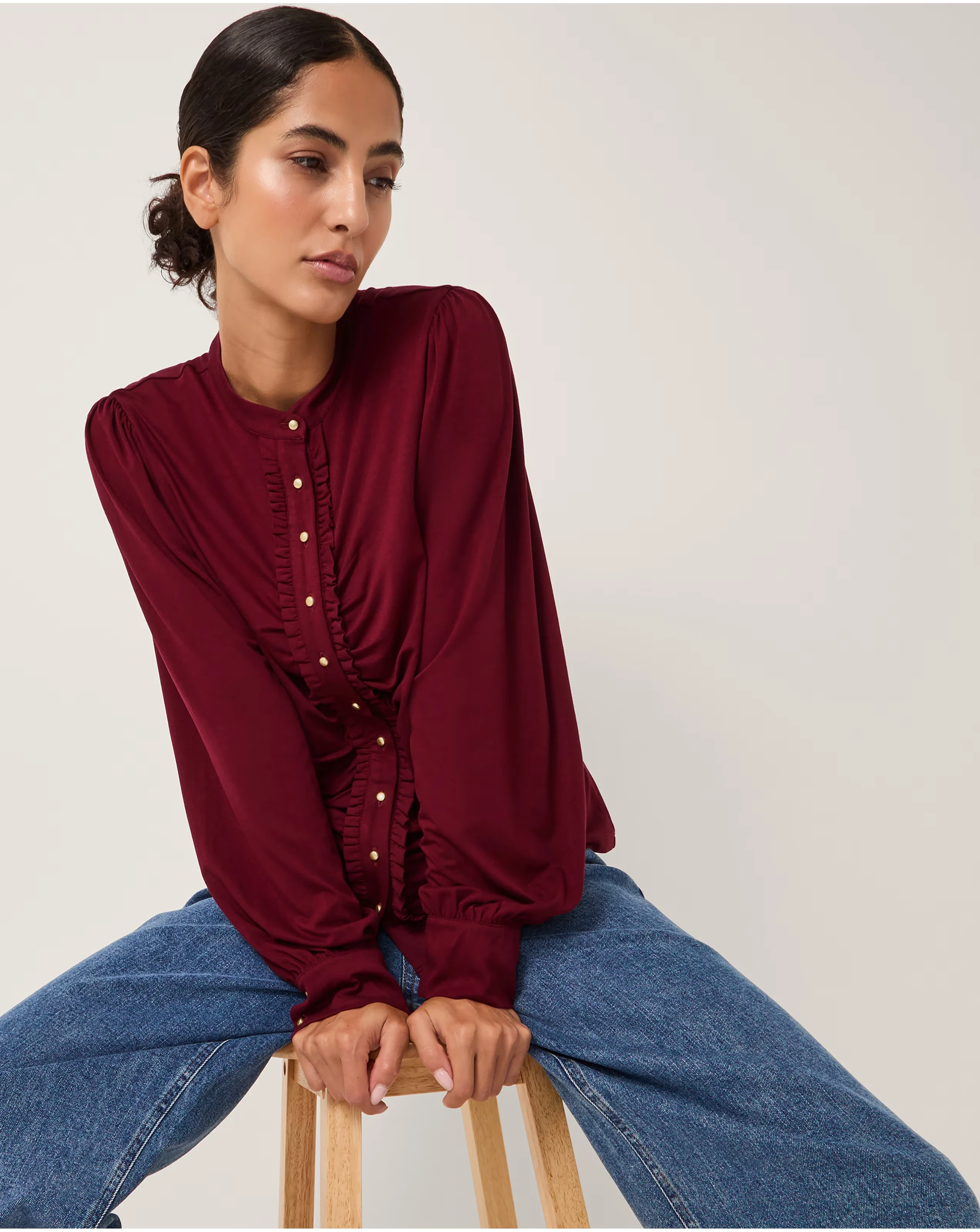 Monsoon Jayne Ruched Frill Jersey Blouse 3 Monsoon Jayne Ruched Frill Jersey Blouse