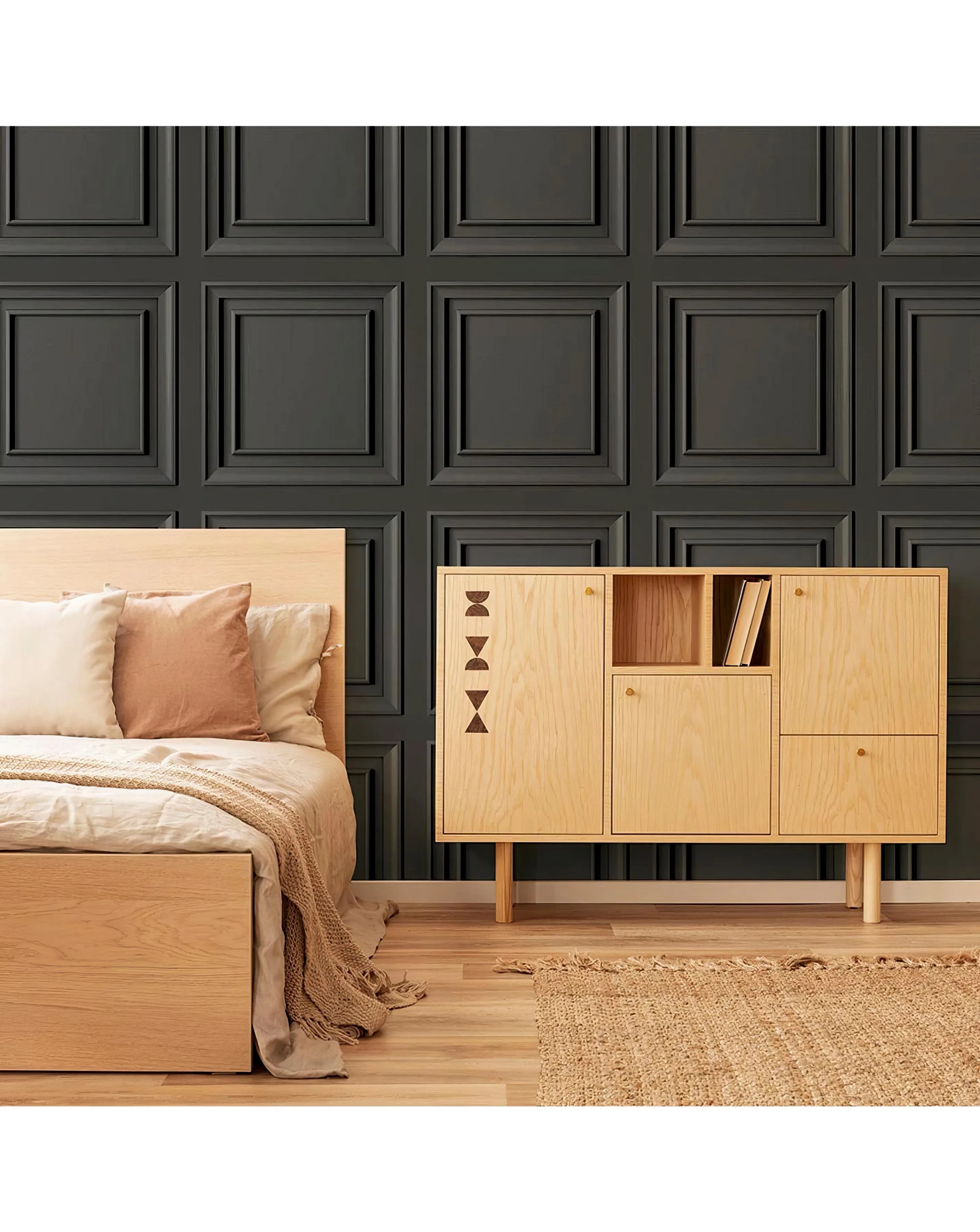 Fresco Wood Panel Charcoal Wallpaper 1 Fresco Wood Panel Charcoal Wallpaper