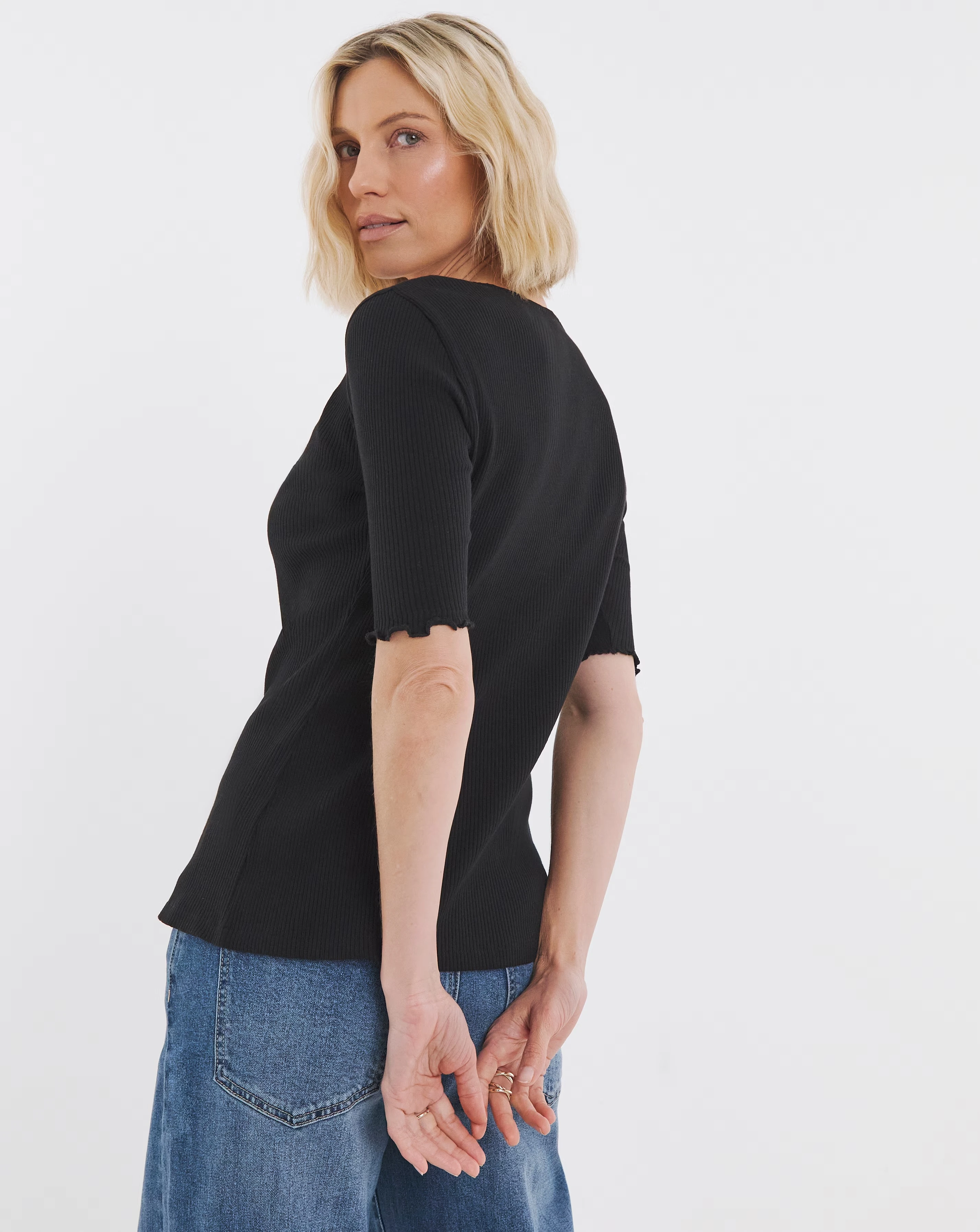 Lettuce Half Sleeve Rib Cardi 2 Lettuce Half Sleeve Rib Cardi