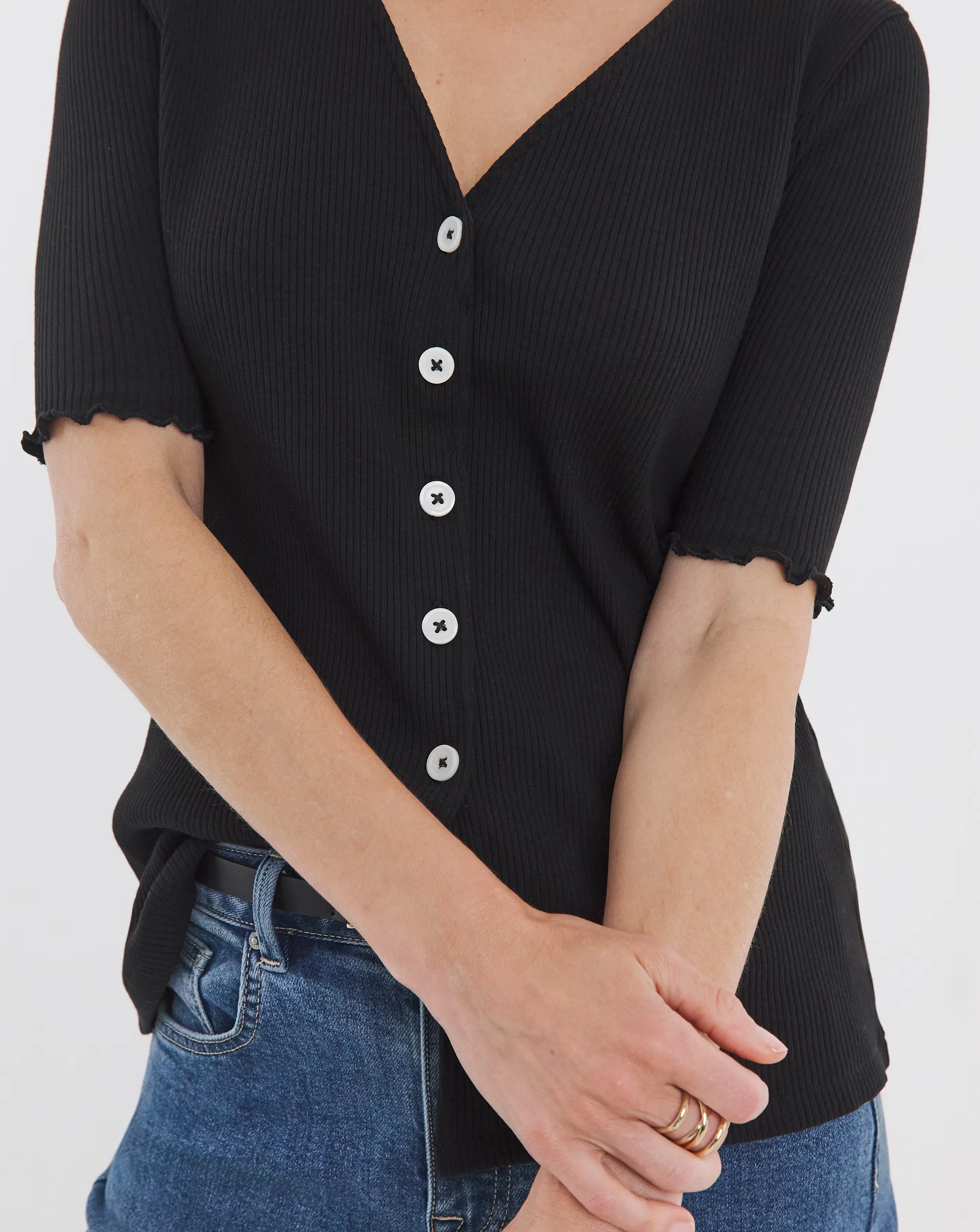 Lettuce Half Sleeve Rib Cardi 4 Lettuce Half Sleeve Rib Cardi
