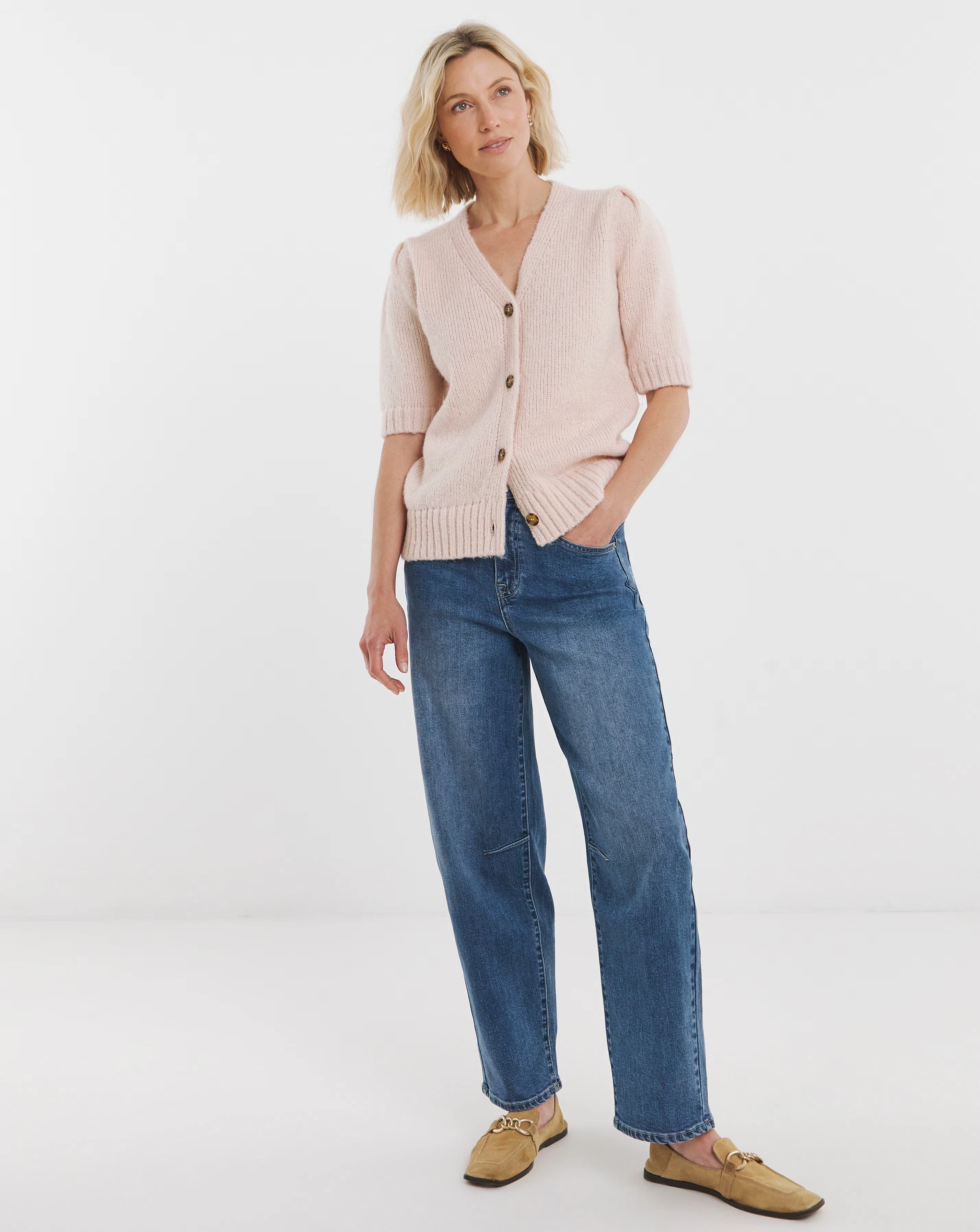 Puff Sleeve V Neck Cardigan 2 Puff Sleeve V Neck Cardigan