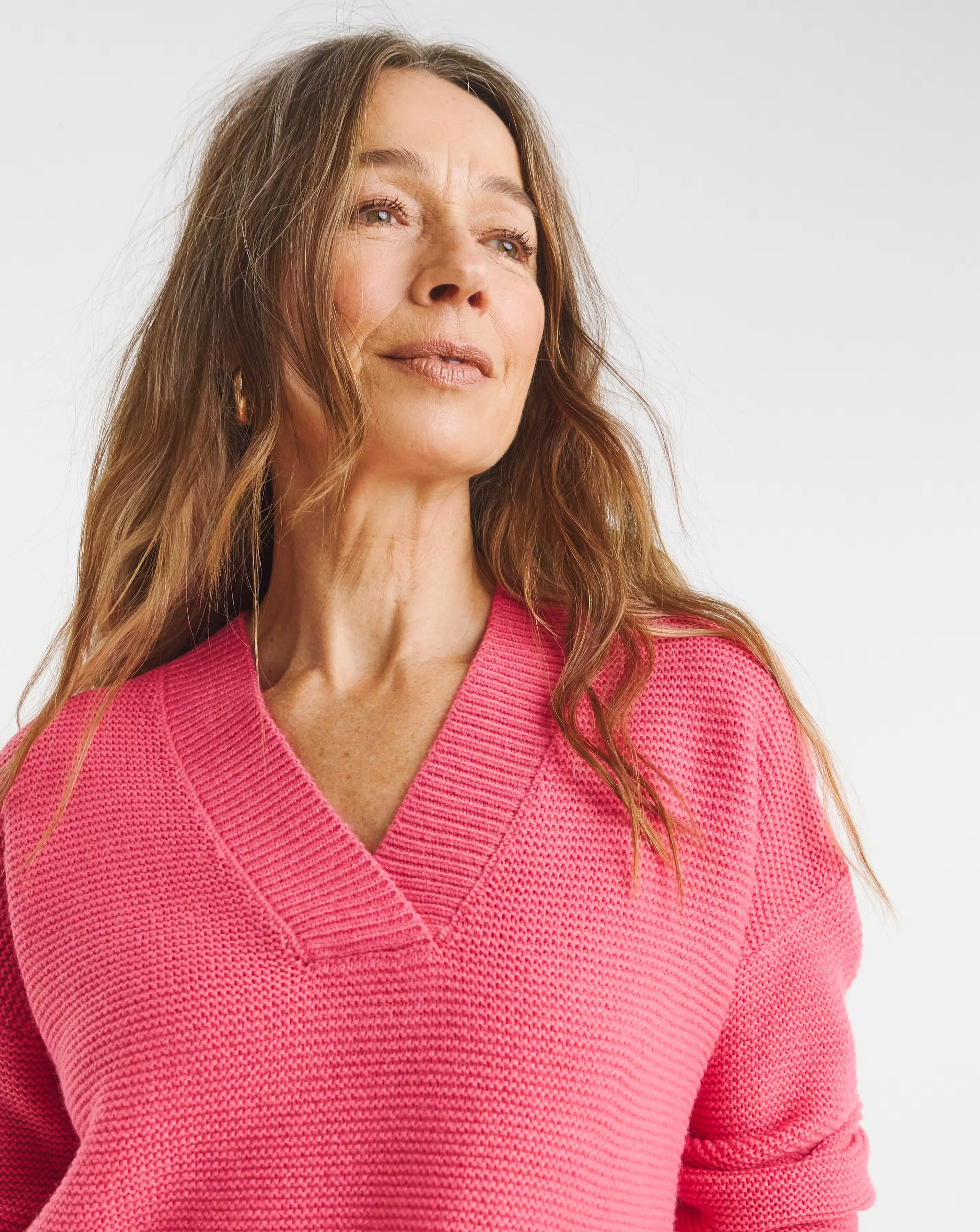 Pink V Neck Curved Hem Jumper 3 Pink V Neck Curved Hem Jumper