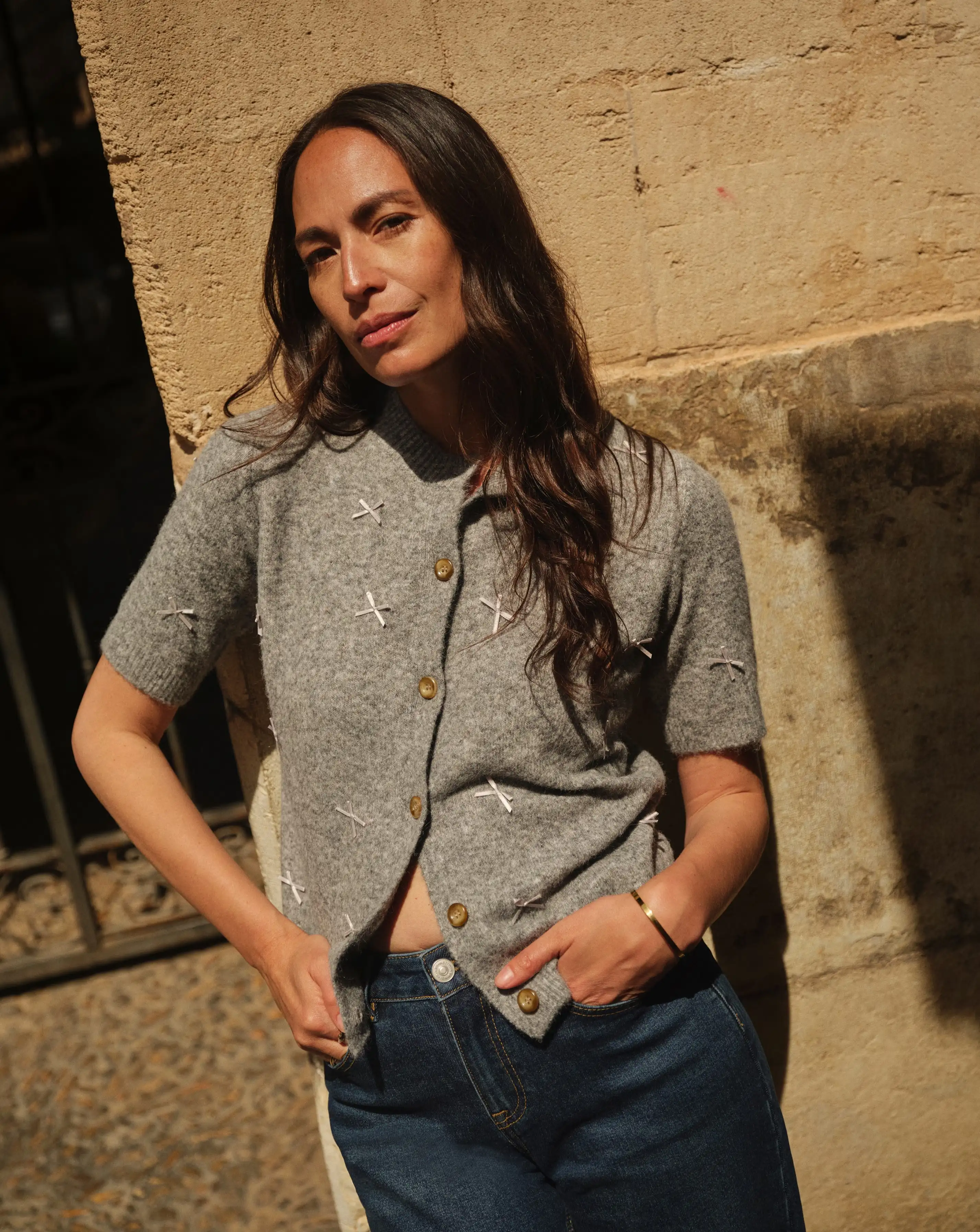 Bow Short Sleeve Cardigan 1 Bow Short Sleeve Cardigan