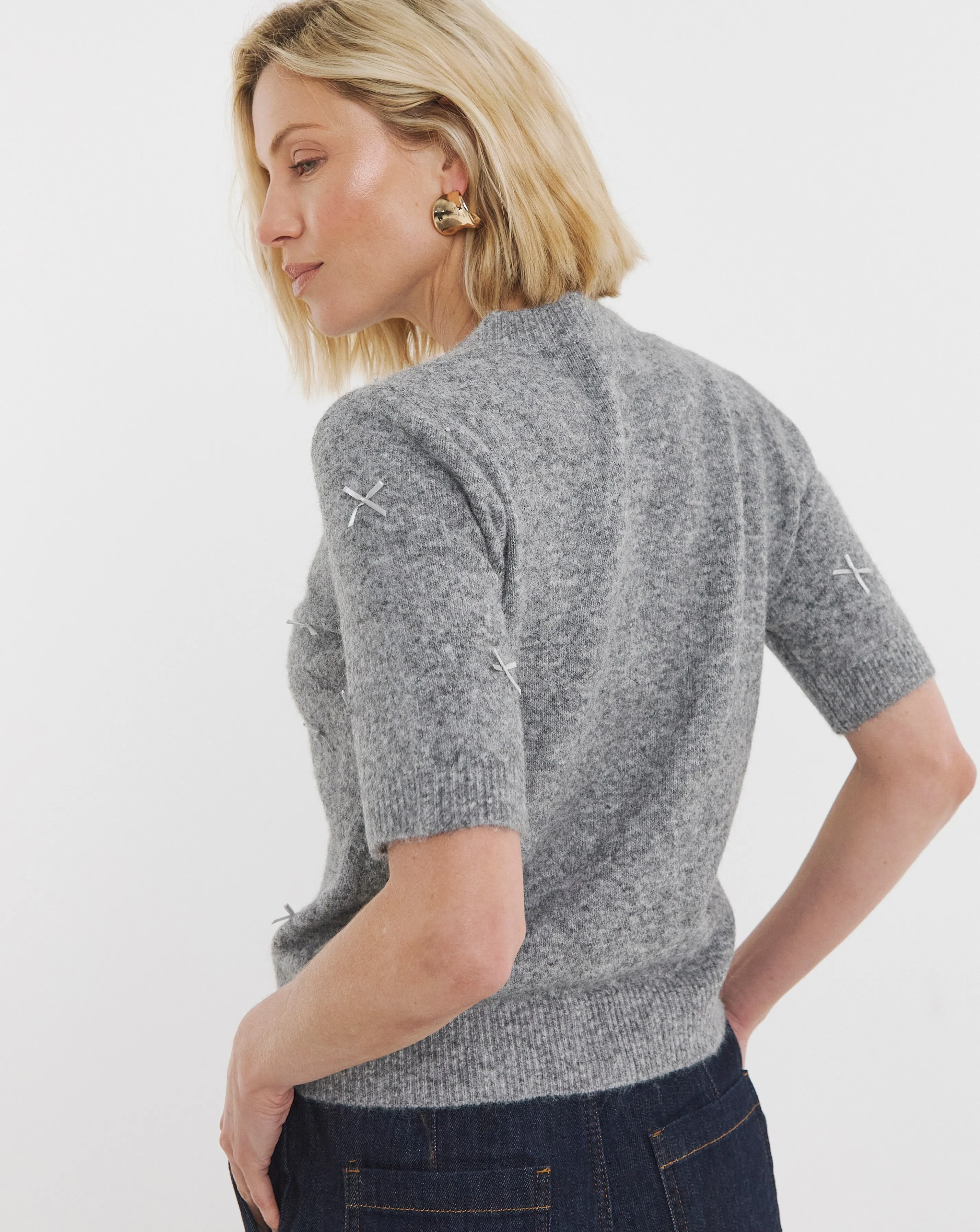 Bow Short Sleeve Cardigan 2 Bow Short Sleeve Cardigan