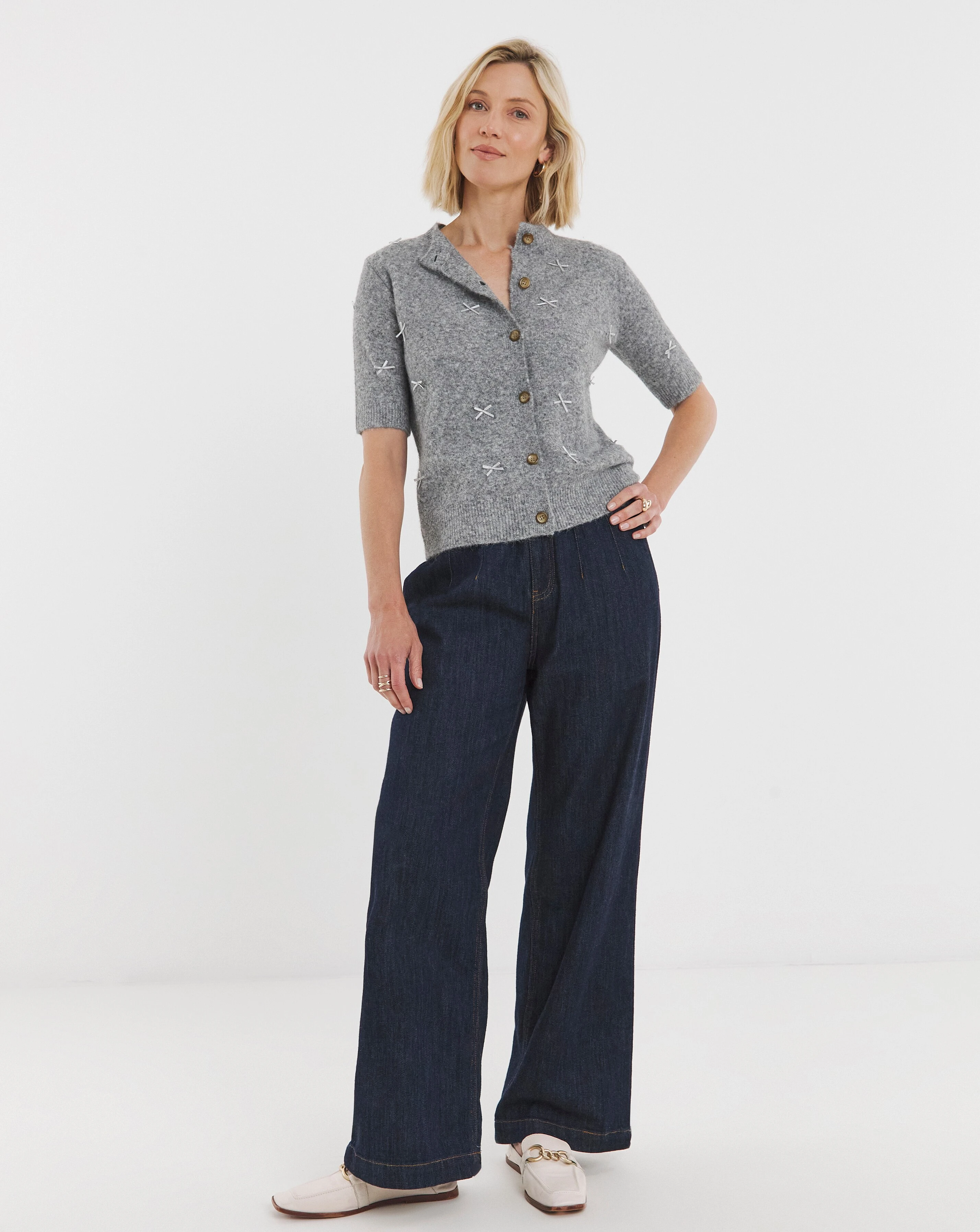 Bow Short Sleeve Cardigan 3 Bow Short Sleeve Cardigan