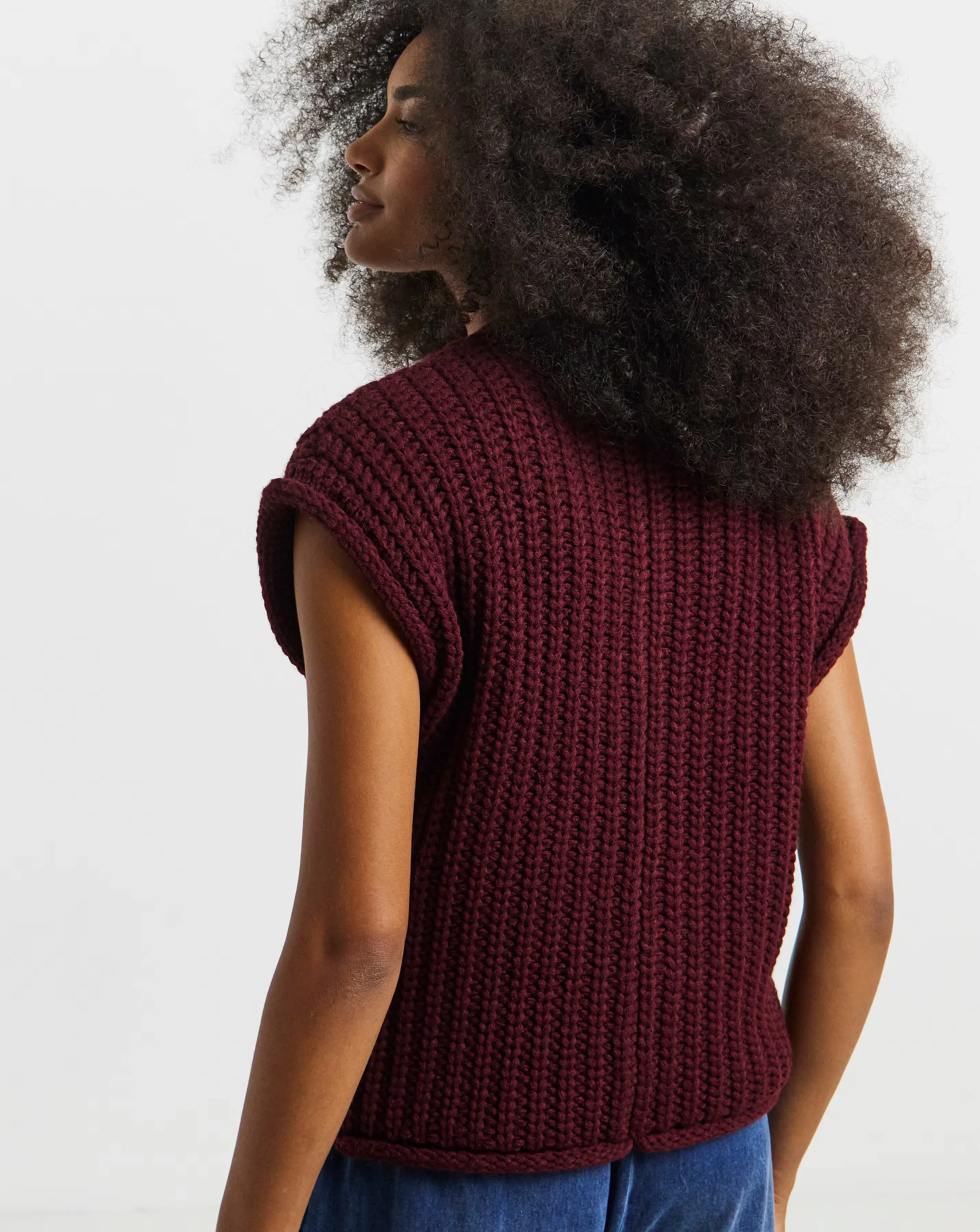 Simply Be Burgundy Chunky Knit Button Through Vest 3 Simply Be Burgundy Chunky Knit Button Through Vest