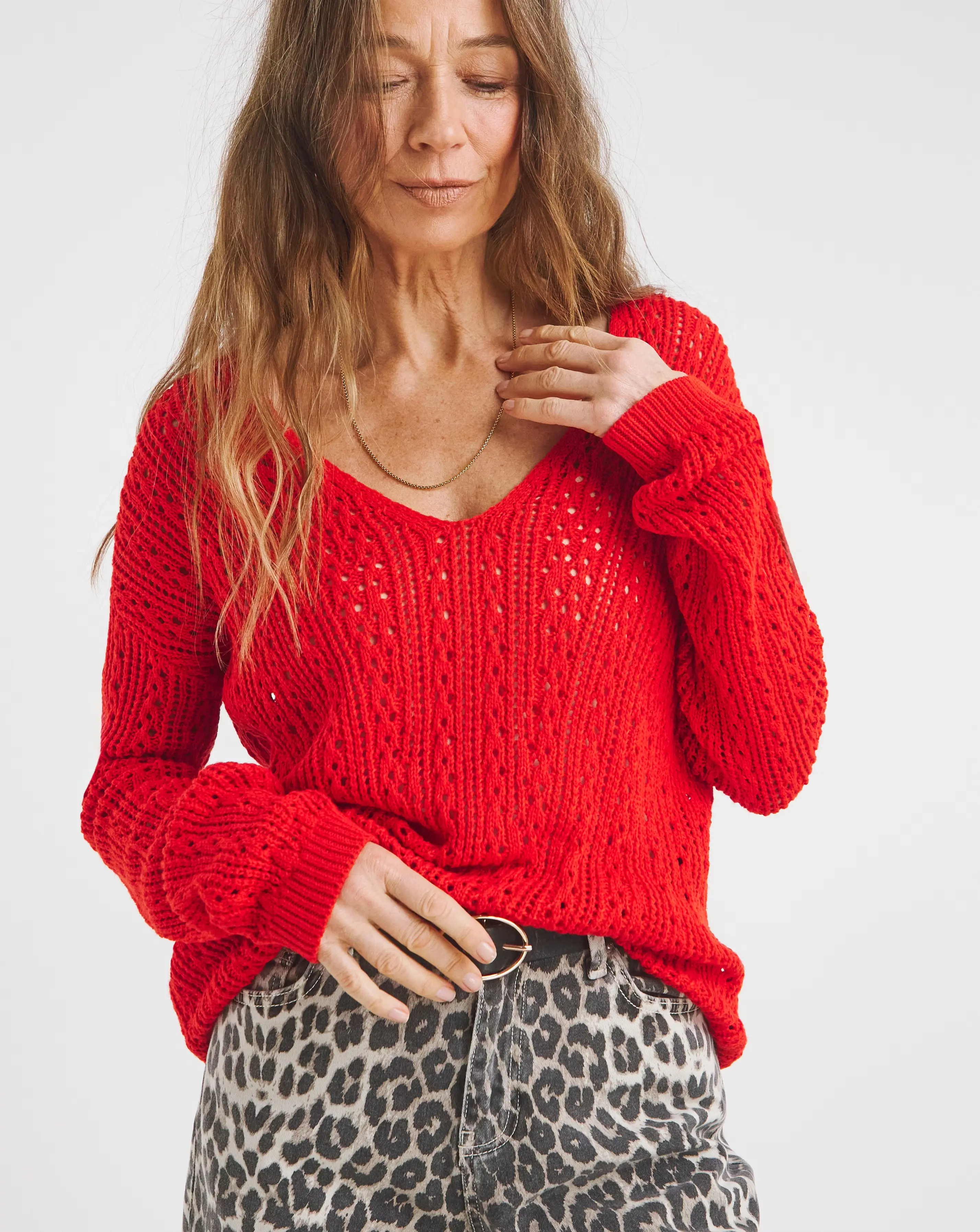 Pointelle All Over Stitch V Neck Jumper 1 Pointelle All Over Stitch V Neck Jumper