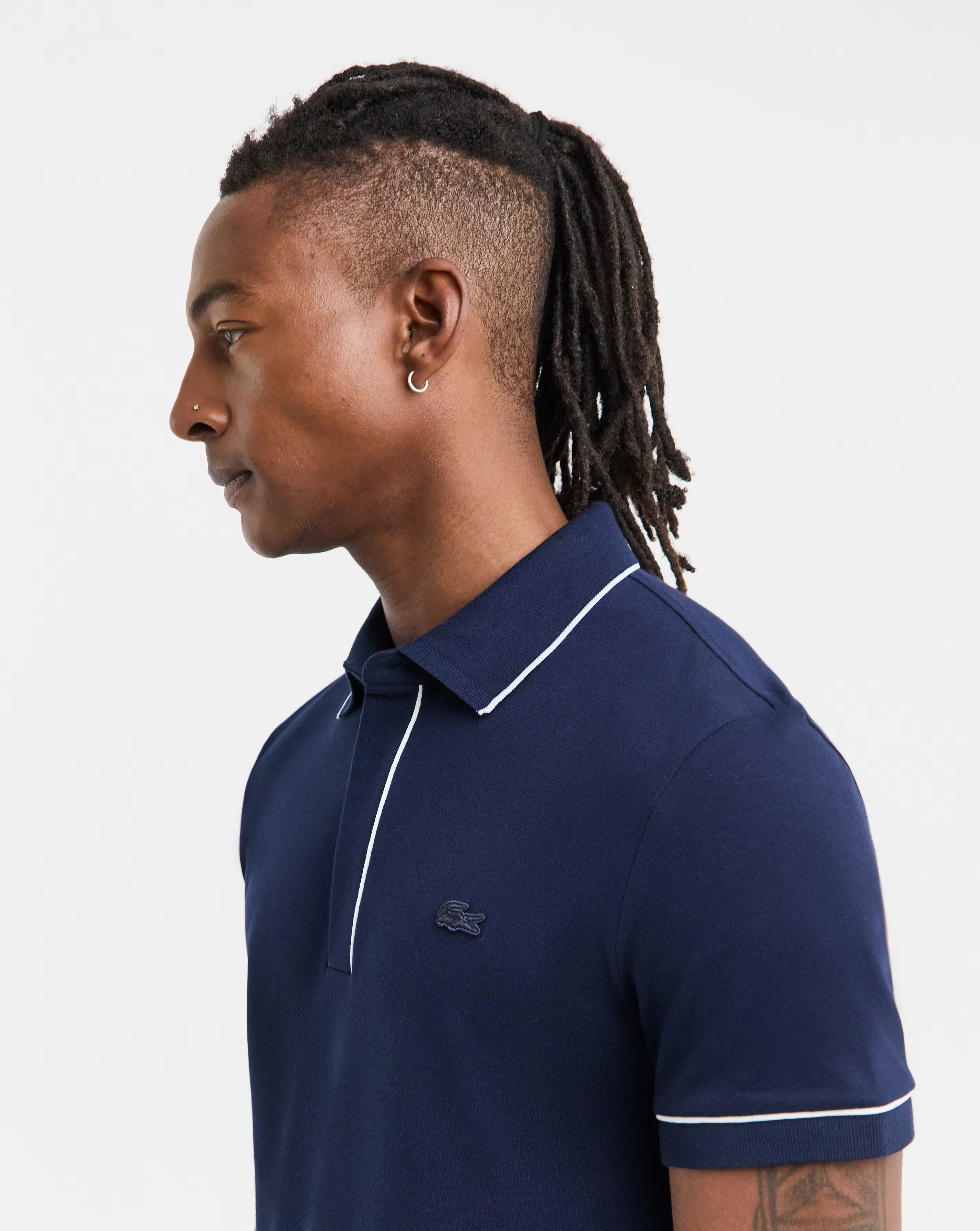 Lacoste Short Sleeve Tipped Polo - Navy 3 Lacoste Short Sleeve Tipped Polo - Navy
