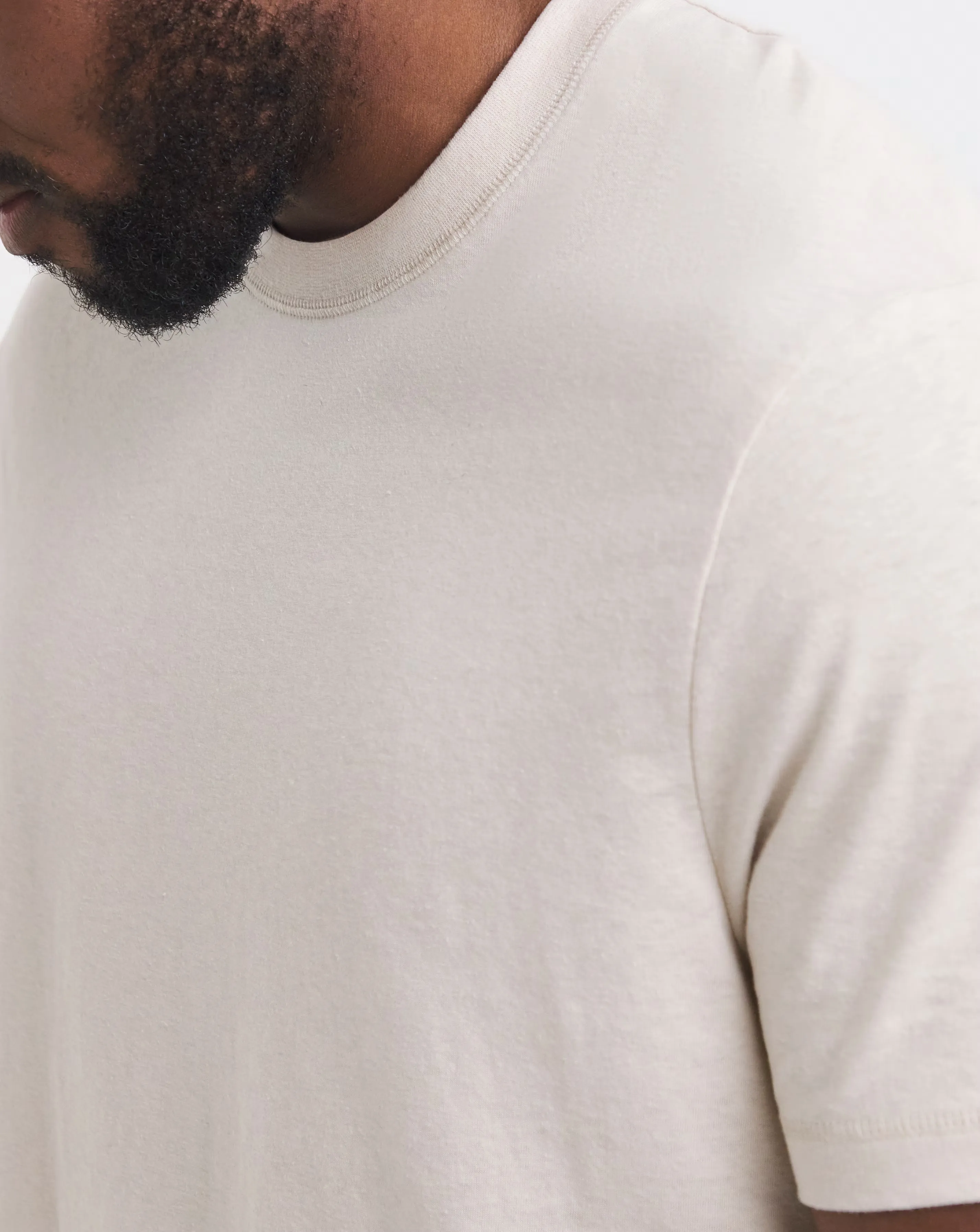 Linen Blend Relaxed Fit T-Shirt- Stone 4 Linen Blend Relaxed Fit T-Shirt- Stone