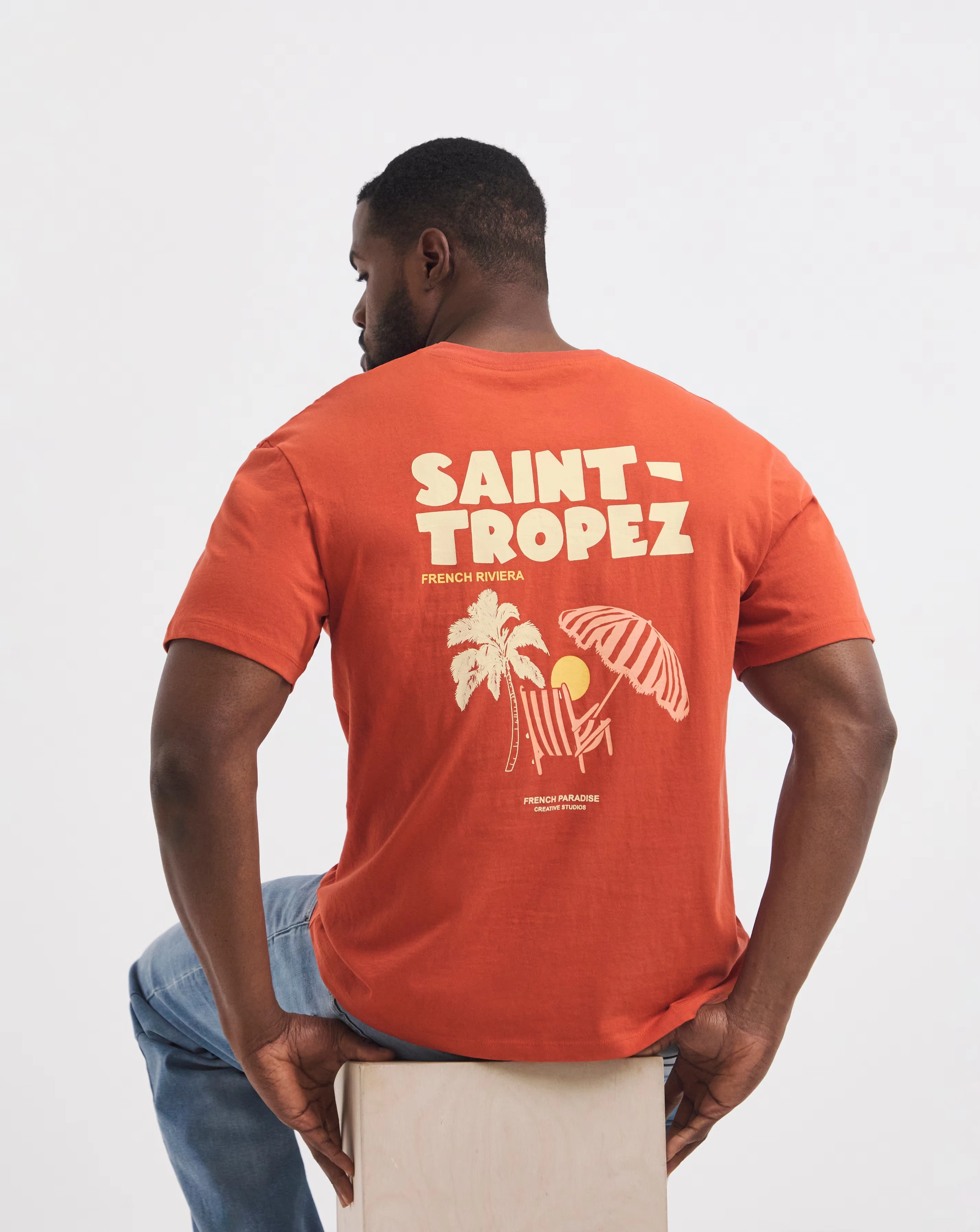 Jack & Jones Saint-Tropez Back Graphic T-Shirt - Orange 1 Jack & Jones Saint-Tropez Back Graphic T-Shirt - Orange