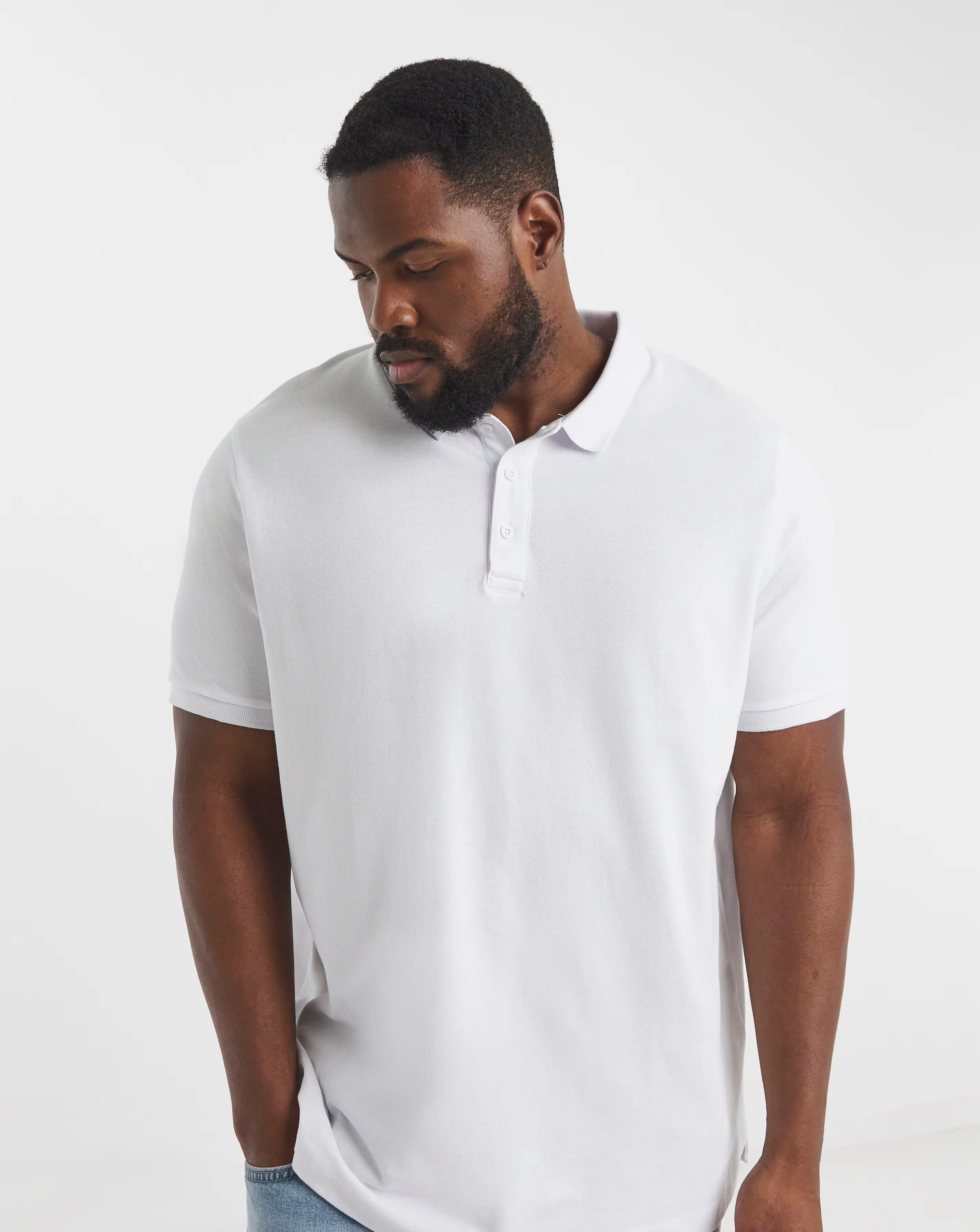 2 Pack Polo Shirts-Black/White Long Length 2 2 Pack Polo Shirts-Black/White Long Length
