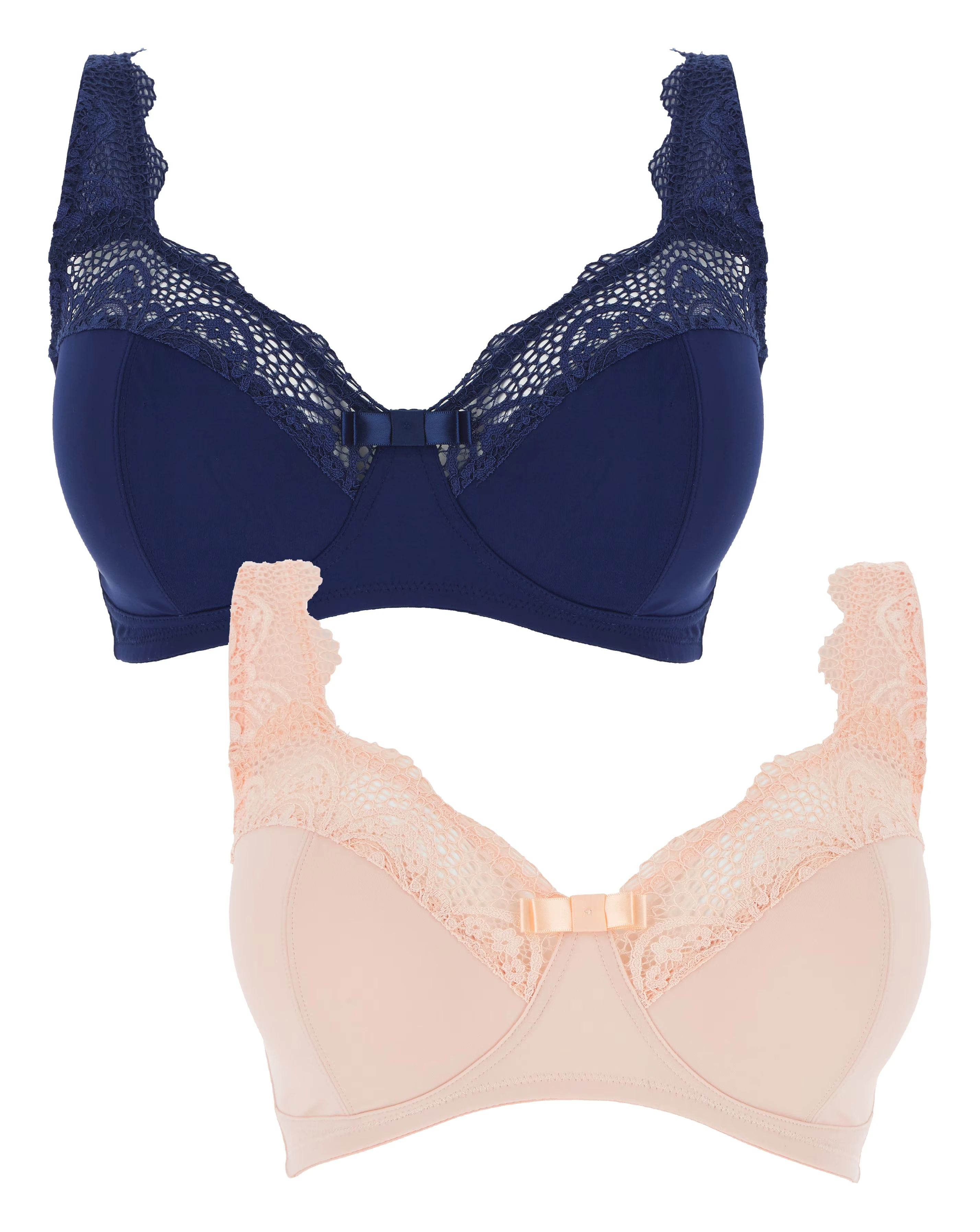 Pretty Secrets (2 Pack) Lottie Micro Non Wired Bras (B-F) Navy/Blush 5 Pretty Secrets (2 Pack) Lottie Micro Non Wired Bras (B-F) Navy/Blush