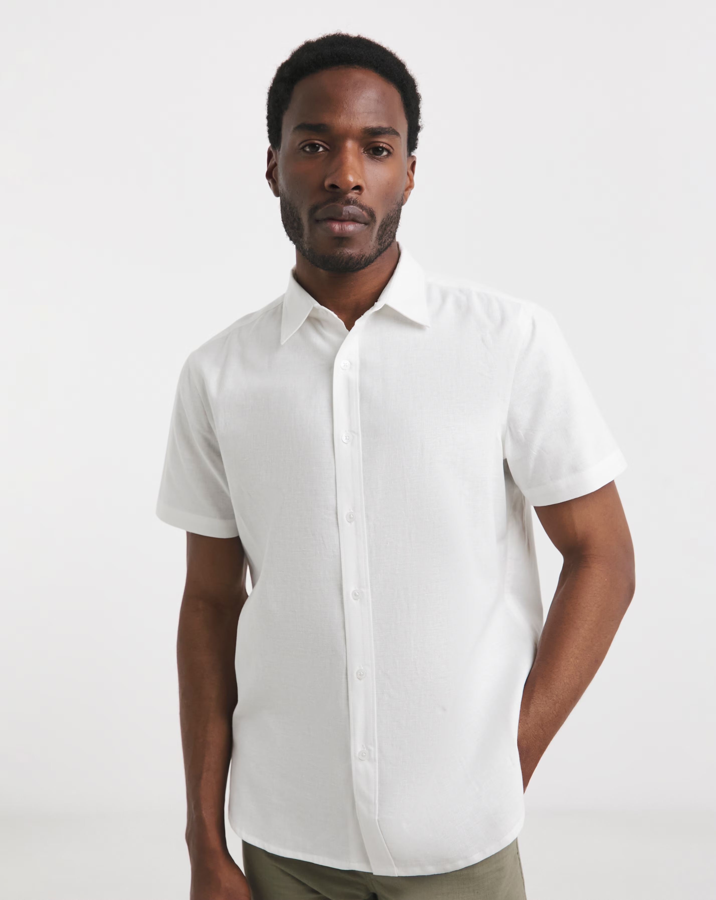 Short Sleeve Linen Blend Shirt