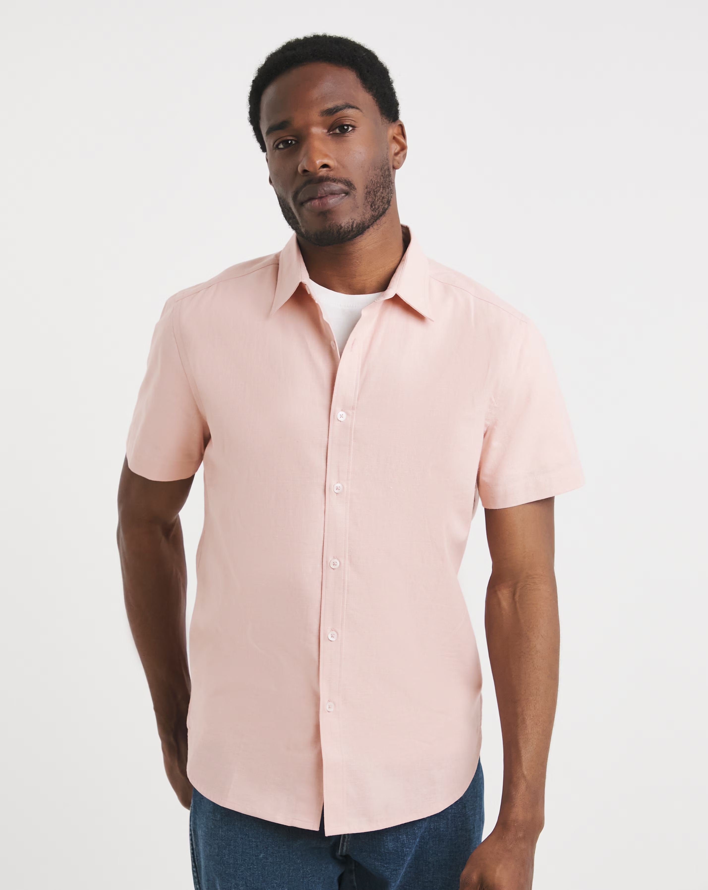 Short Sleeve Linen Blend Shirt