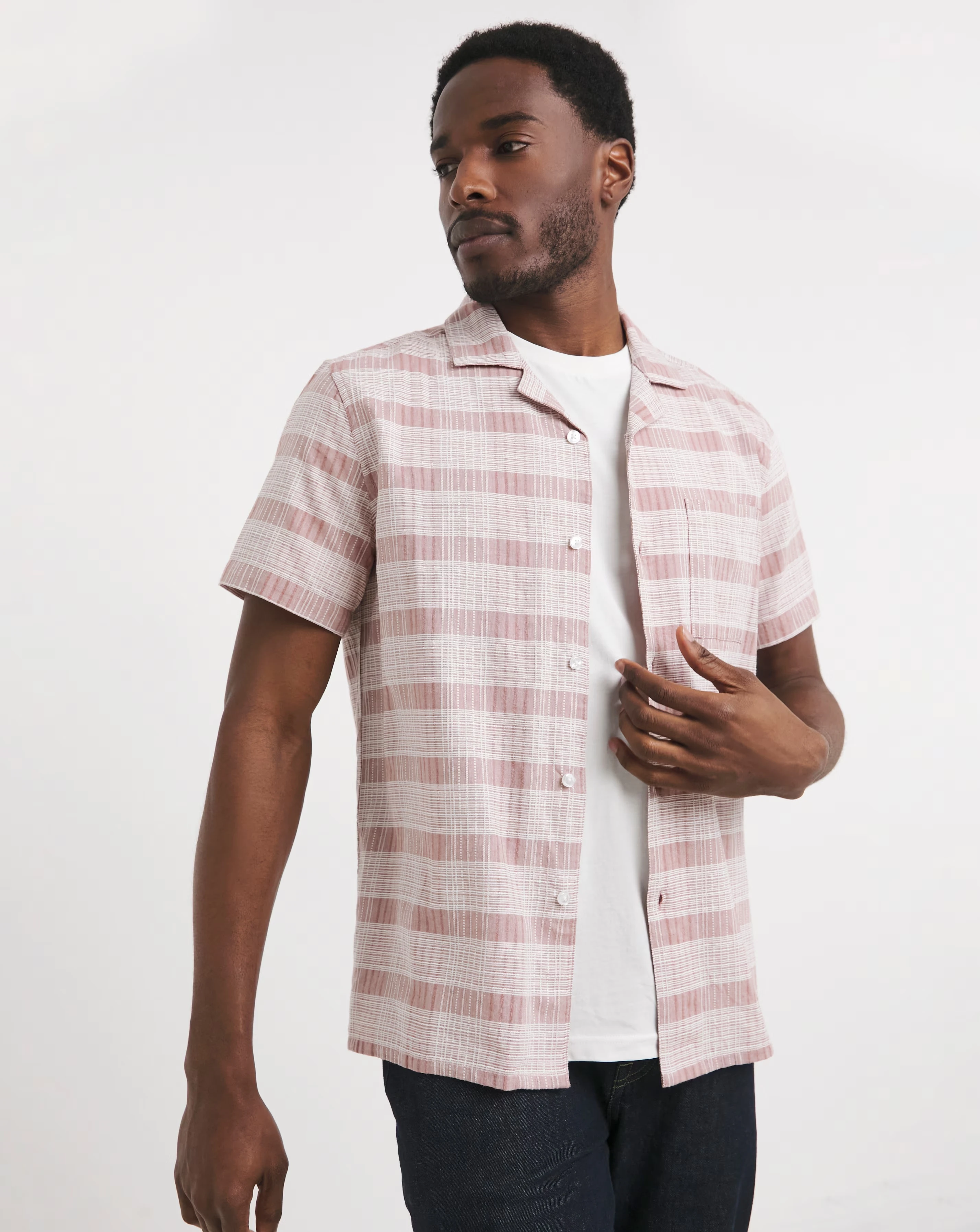 Short Sleeve Textured Check Shirt 1 Short Sleeve Textured Check Shirt
