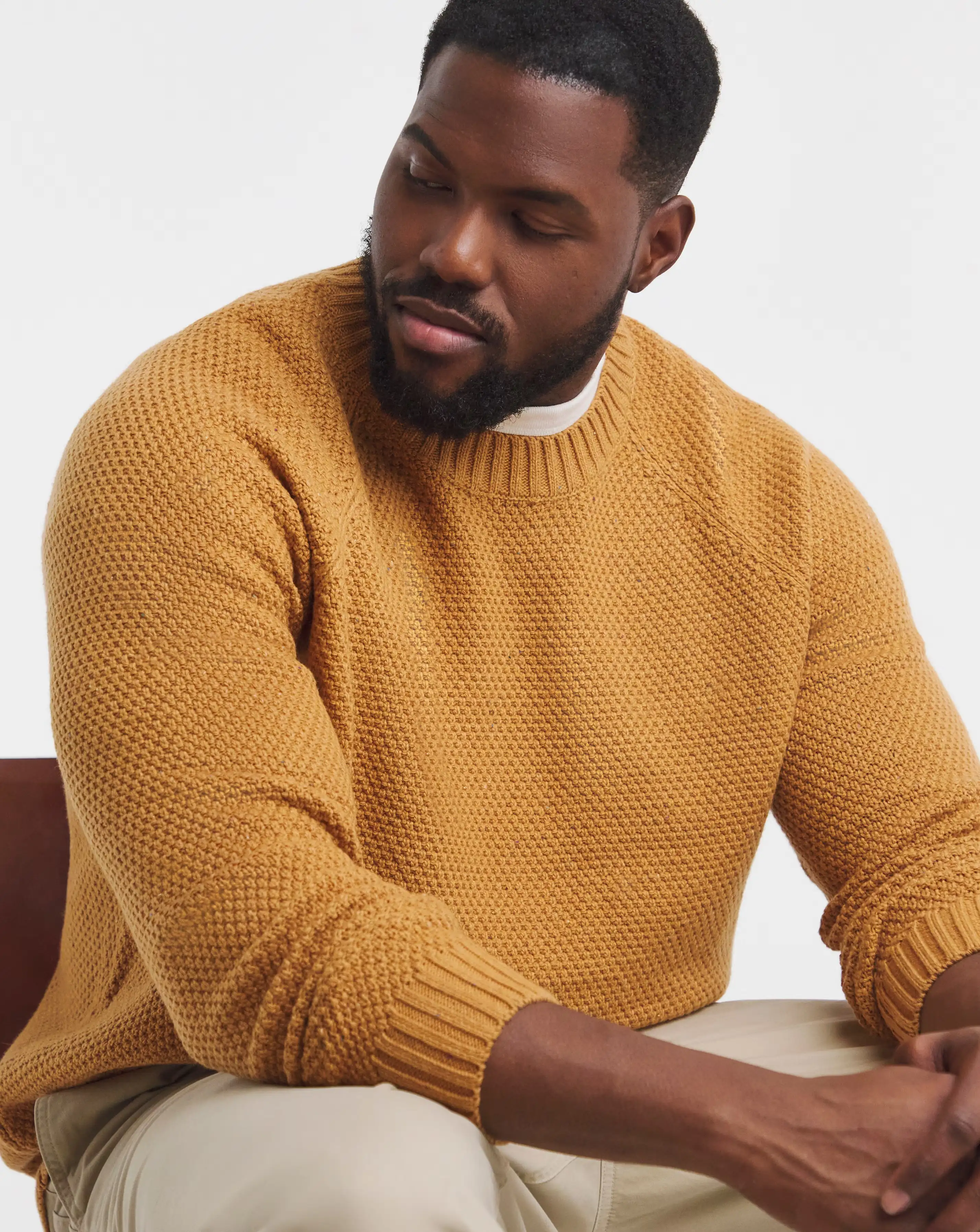 Nep Yarn Knitted Crew Neck Jumper