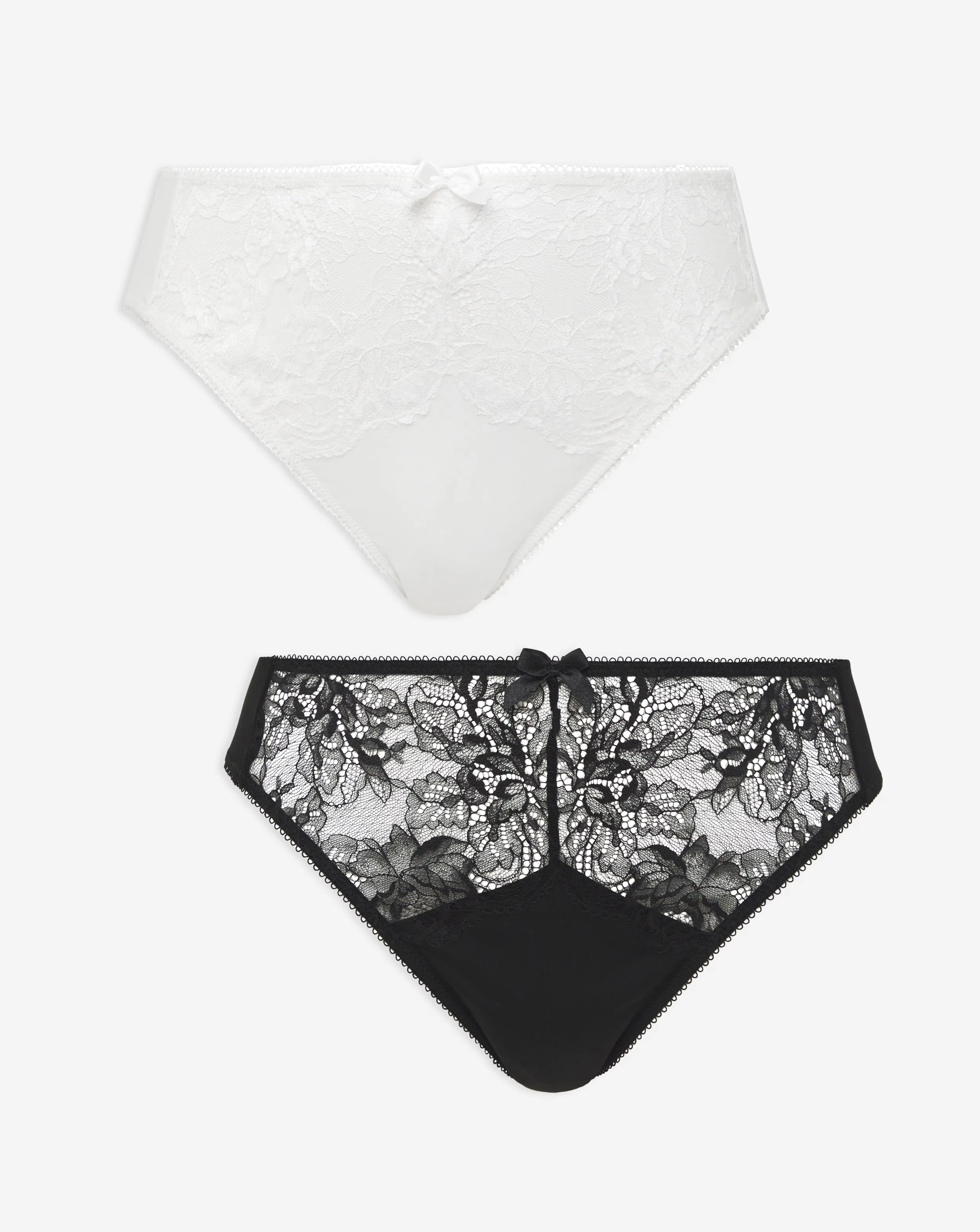 2 Pack Ella Lace Midi High Leg Briefs 1 2 Pack Ella Lace Midi High Leg Briefs