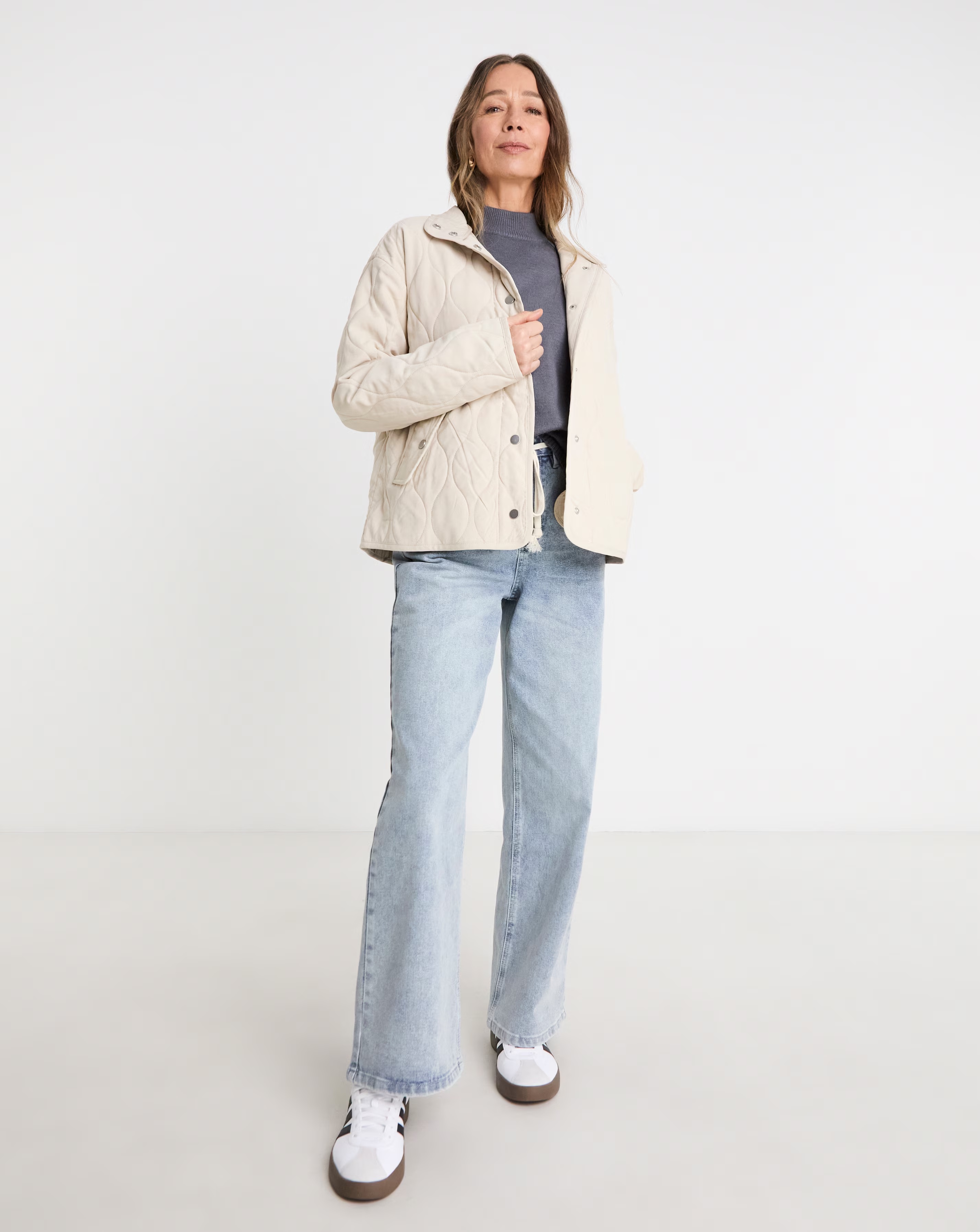 Neutral Washed Quilted Short Jacket 2 Neutral Washed Quilted Short Jacket