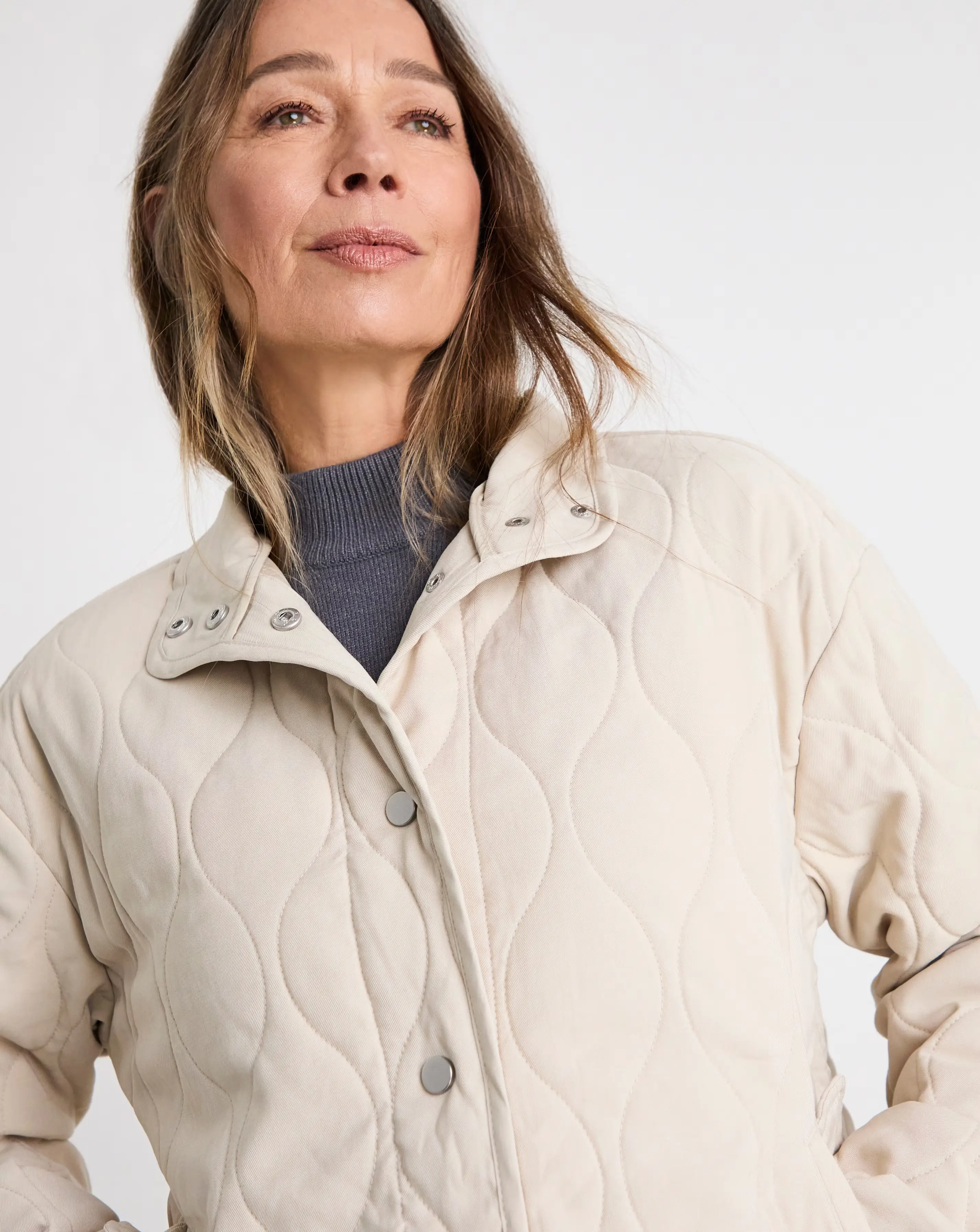 Neutral Washed Quilted Short Jacket 3 Neutral Washed Quilted Short Jacket