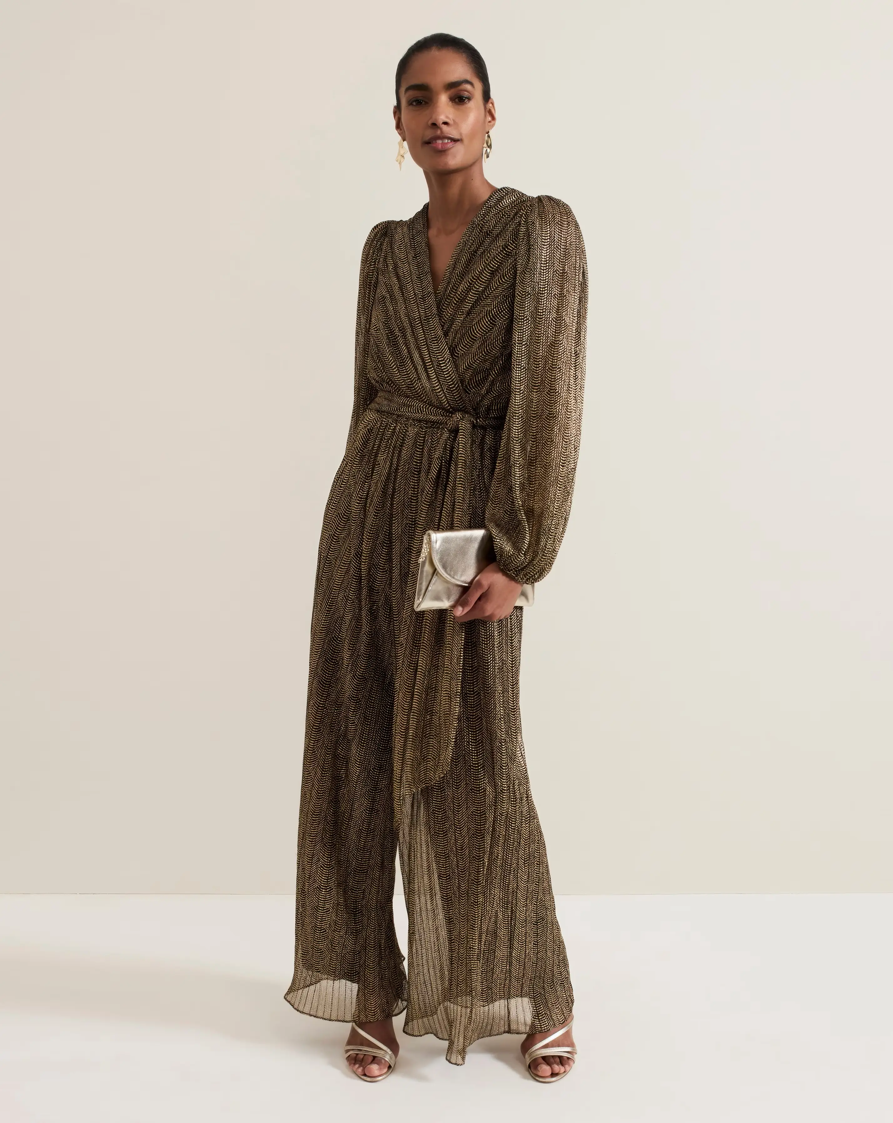Phase Eight Alli Gold Textured Jumpsuit 1 Phase Eight Alli Gold Textured Jumpsuit