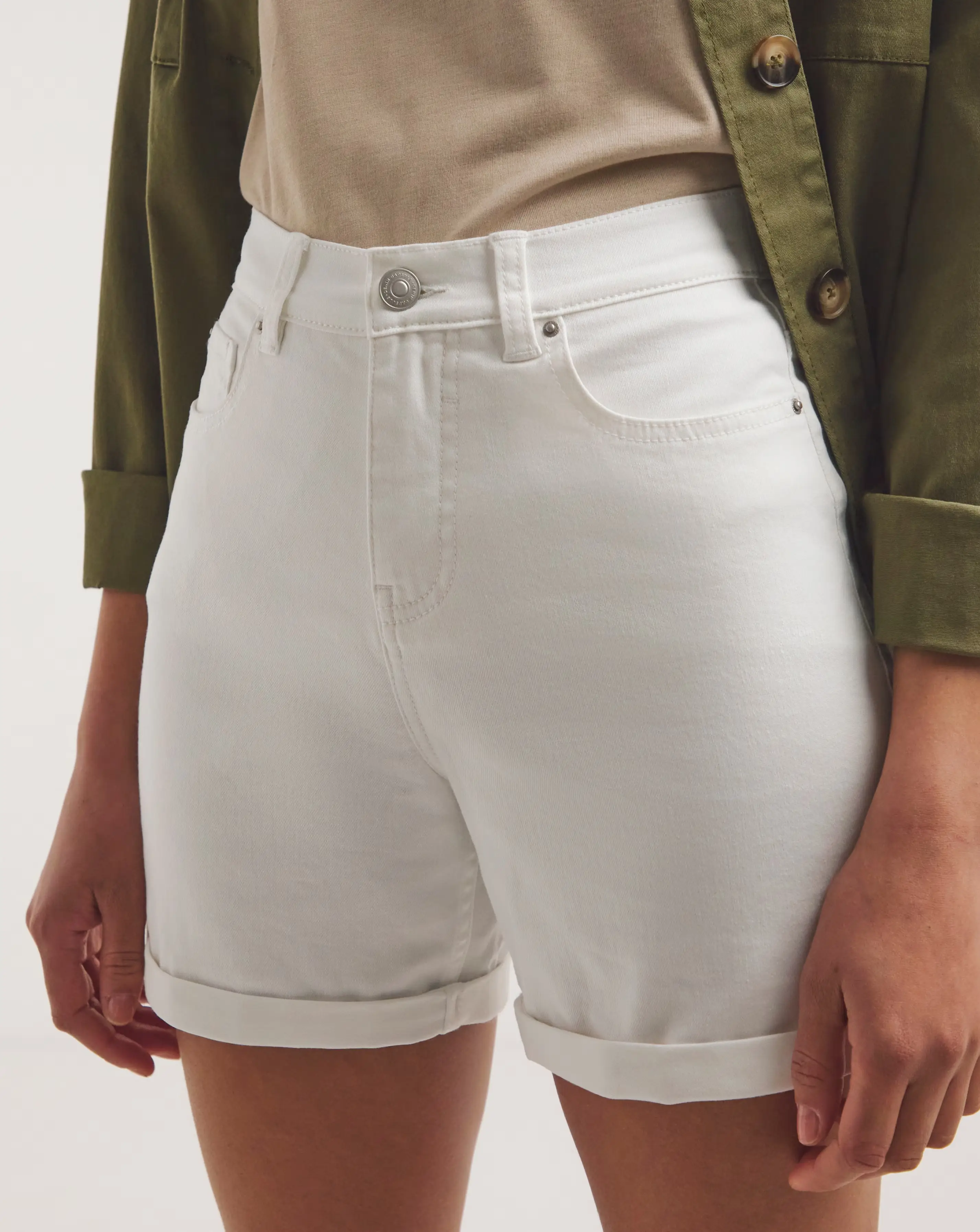 Simply Be White 24/7 Mid Shorts 4 Simply Be White 24/7 Mid Shorts