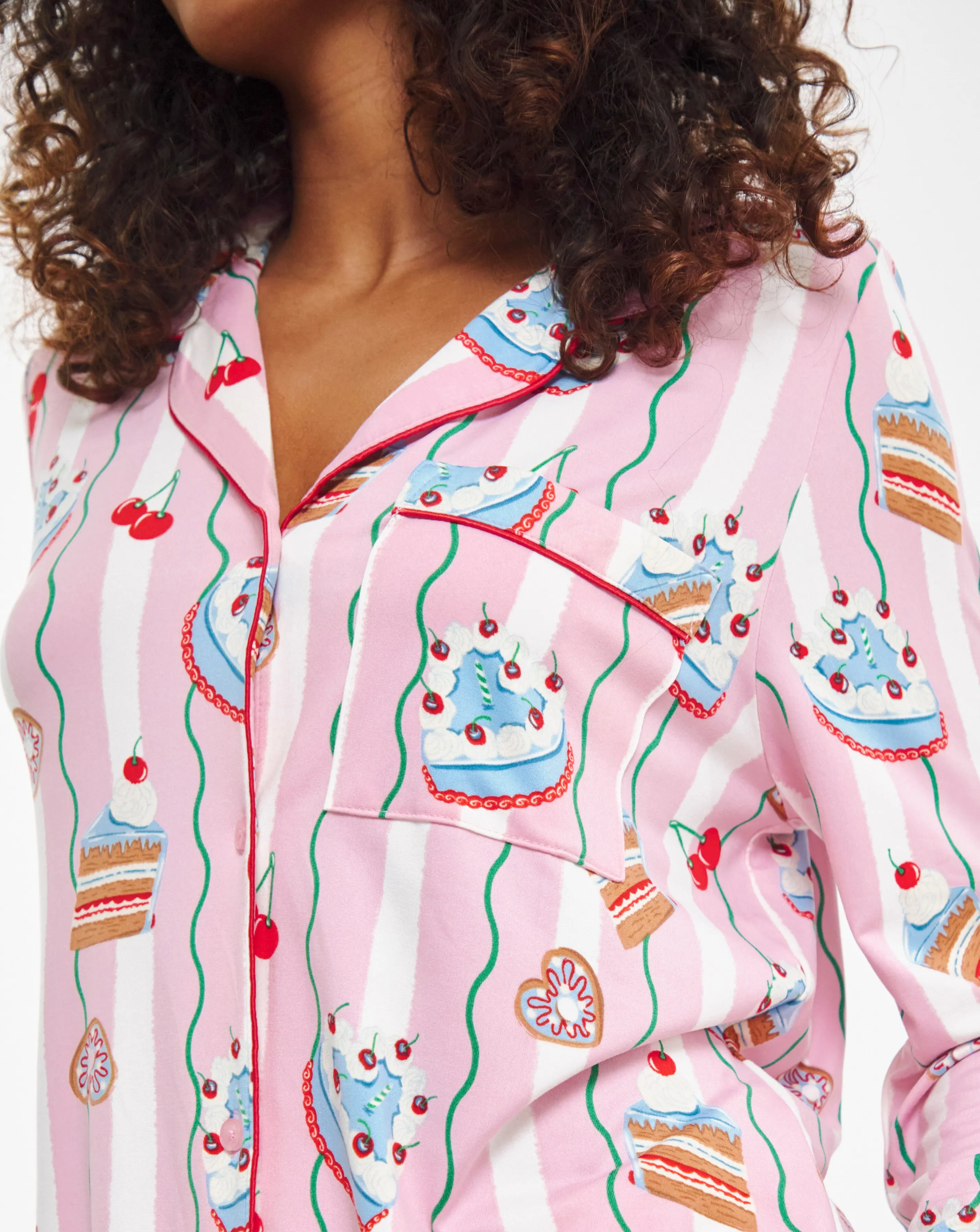 Chelsea Peers Jersey Stripe Cake Print Pyjama Set 3 Chelsea Peers Jersey Stripe Cake Print Pyjama Set
