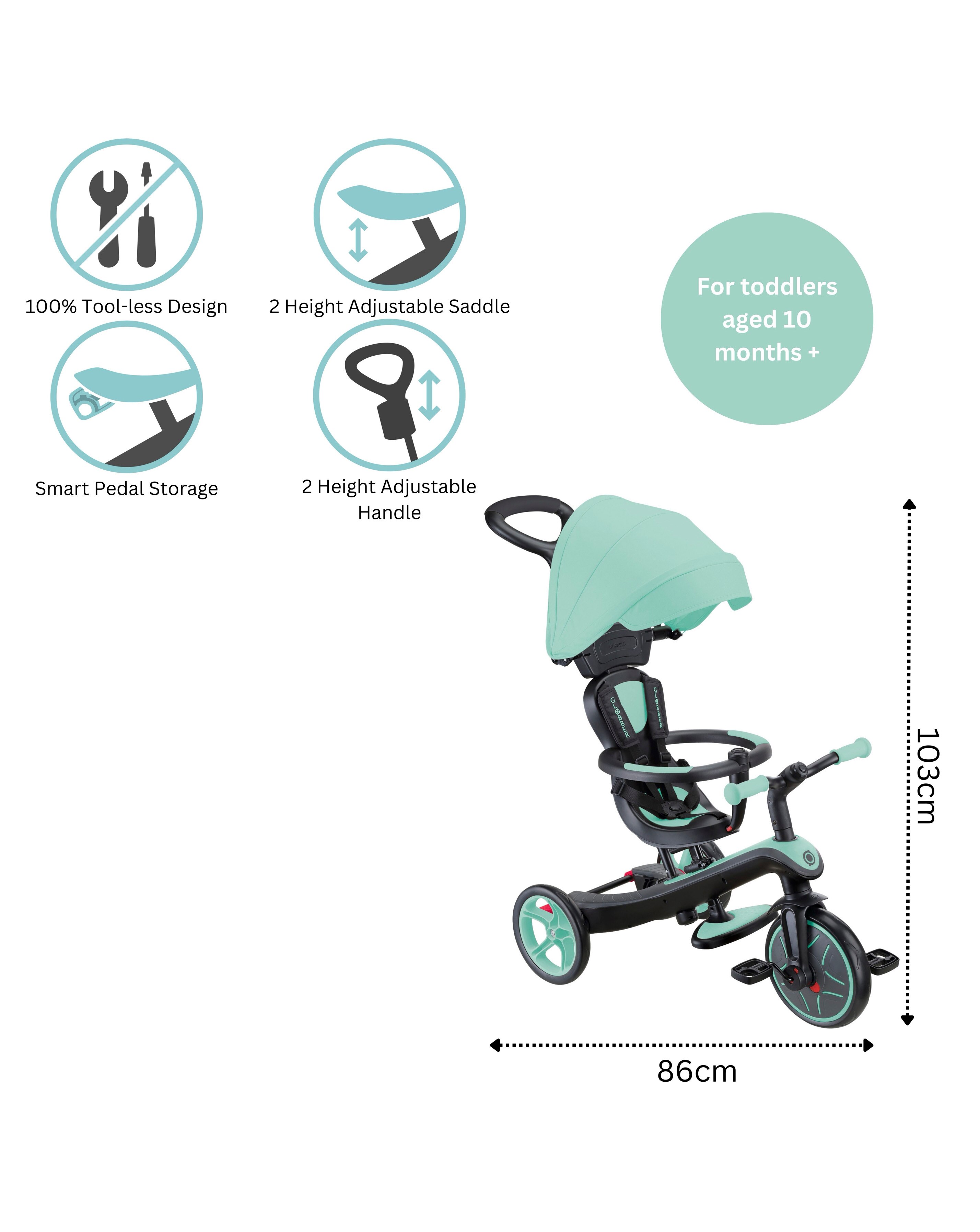 Globber Explorer Trike 4 in 1 - Mint 2 Globber Explorer Trike 4 in 1 - Mint