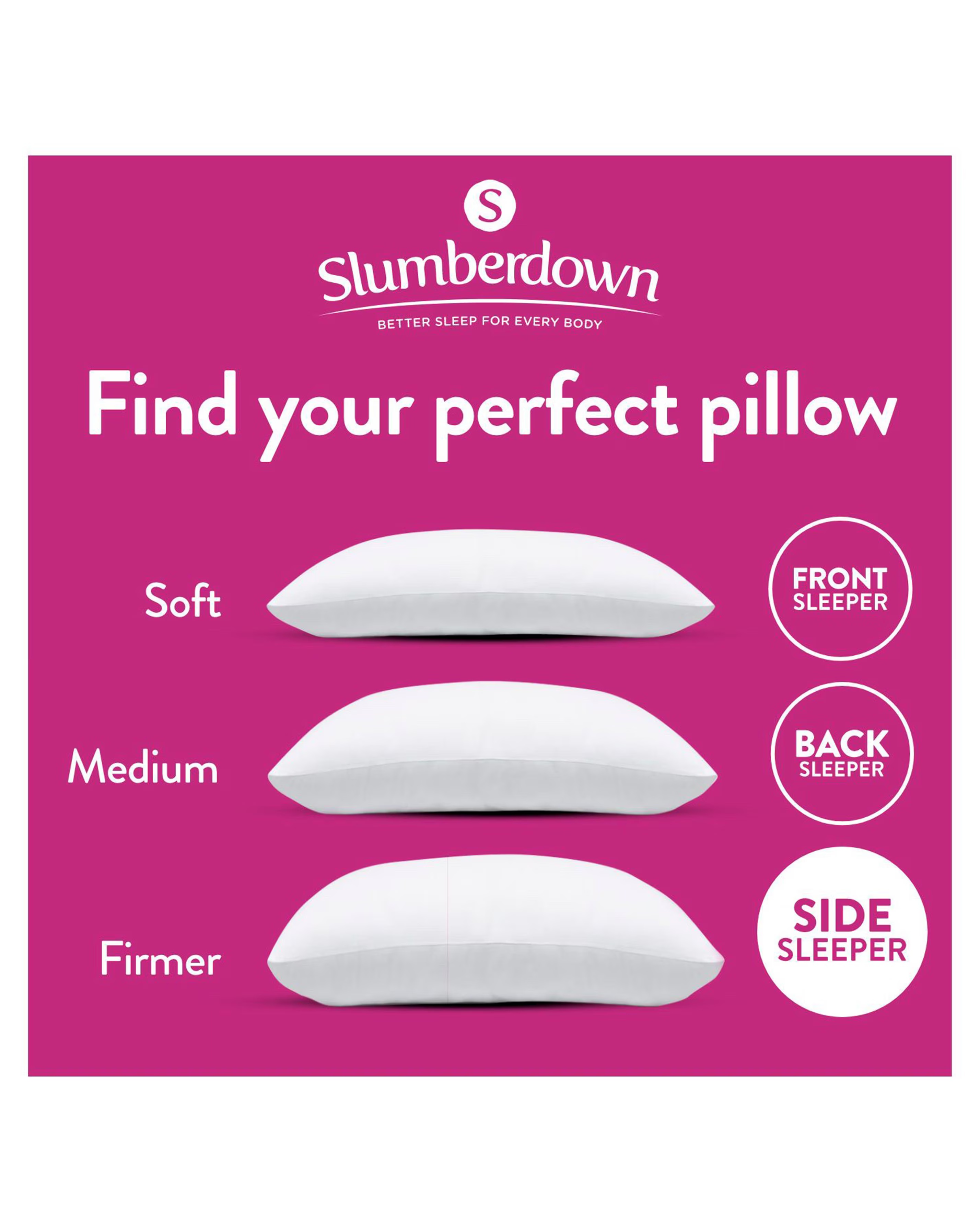 Slumberdown Super Support Cosy Nights 4 Pack Pillows 4 Slumberdown Super Support Cosy Nights 4 Pack Pillows