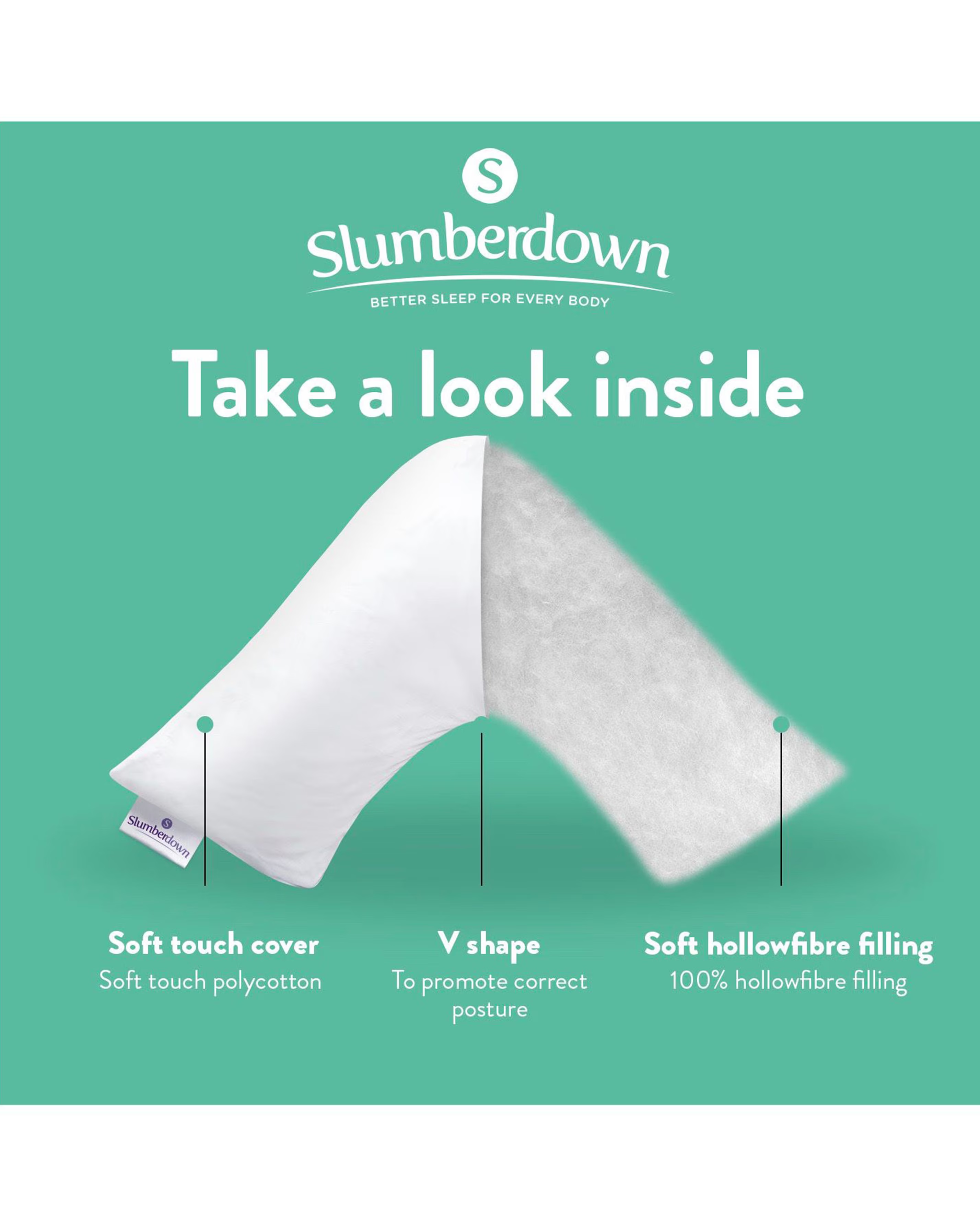Slumberdown Pack of 2 V-Shaped Pillows 5 Slumberdown Pack of 2 V-Shaped Pillows