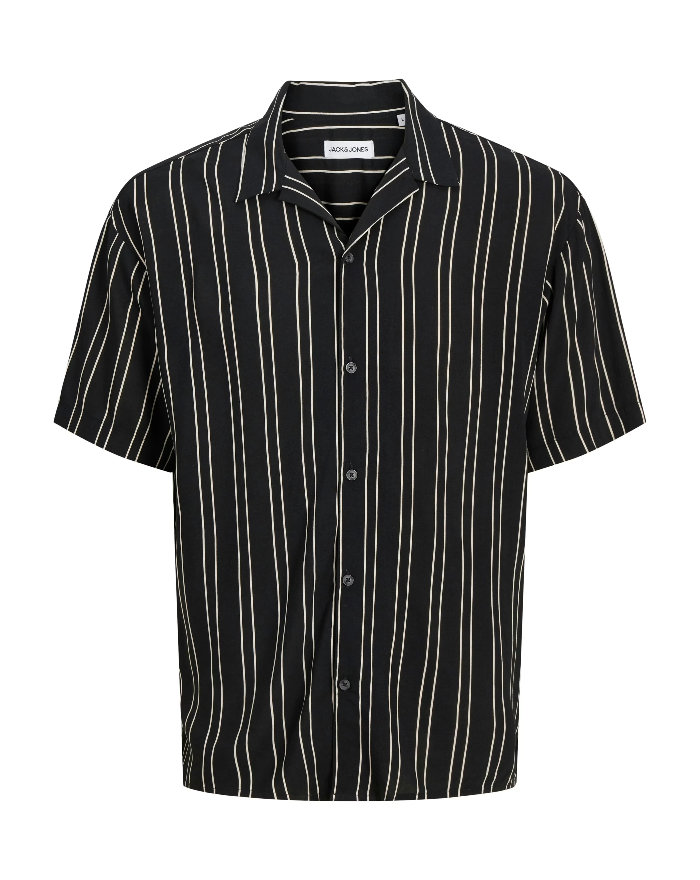 Jack & Jones Jeff Stripe Resort Shirt - Black 5 Jack & Jones Jeff Stripe Resort Shirt - Black