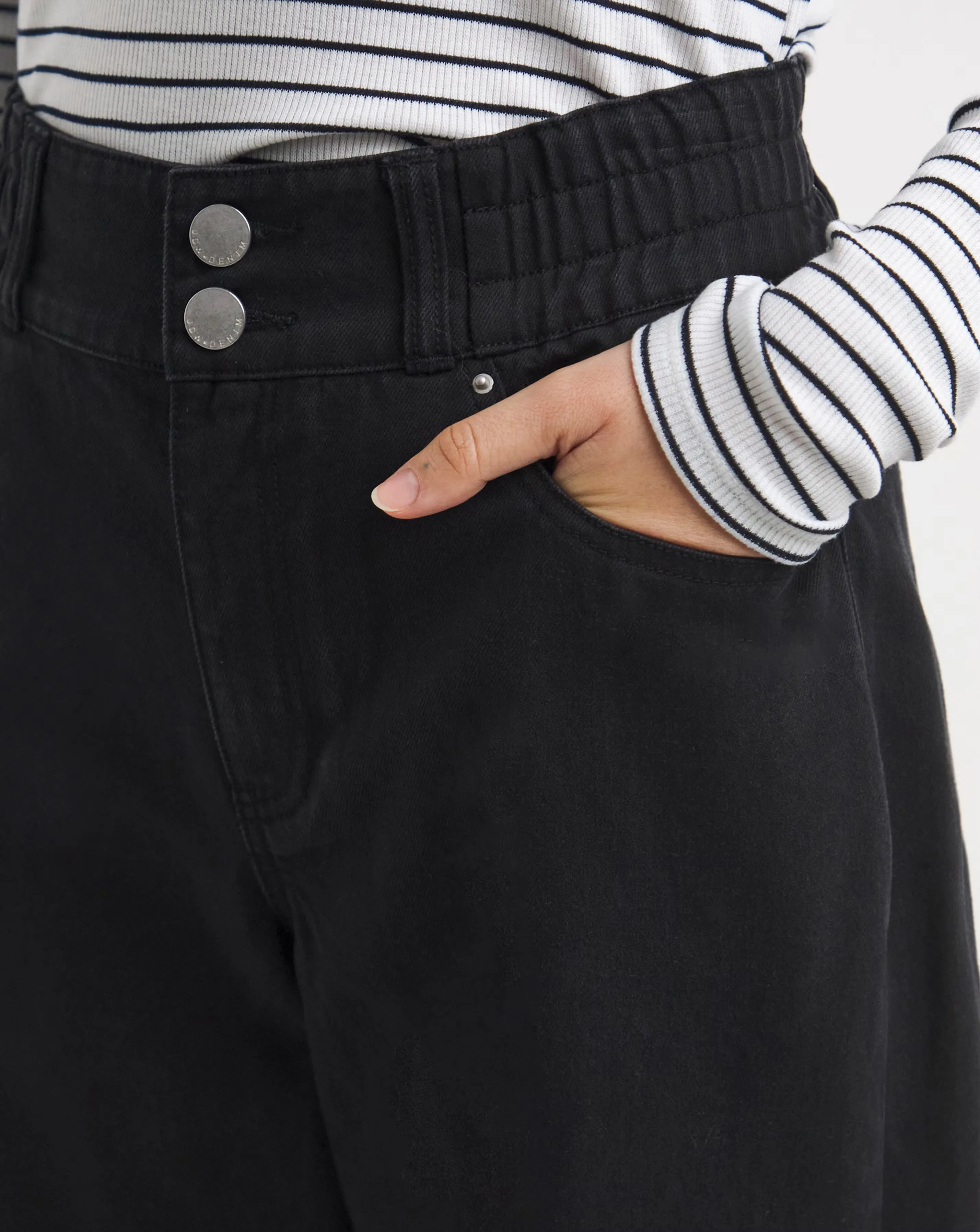 Black Elasticated Wide Leg Jeans 3 Black Elasticated Wide Leg Jeans