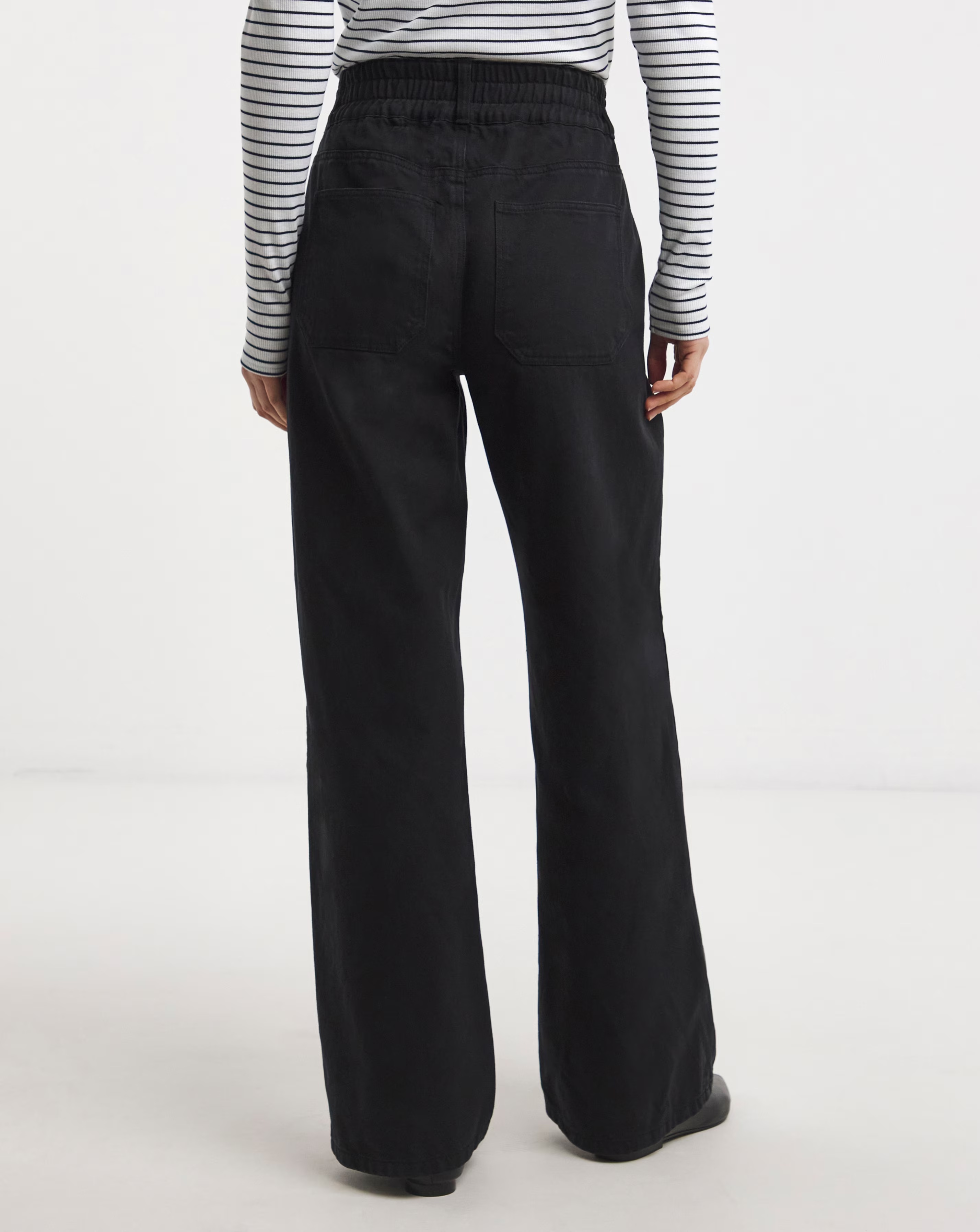 Black Elasticated Wide Leg Jeans 4 Black Elasticated Wide Leg Jeans
