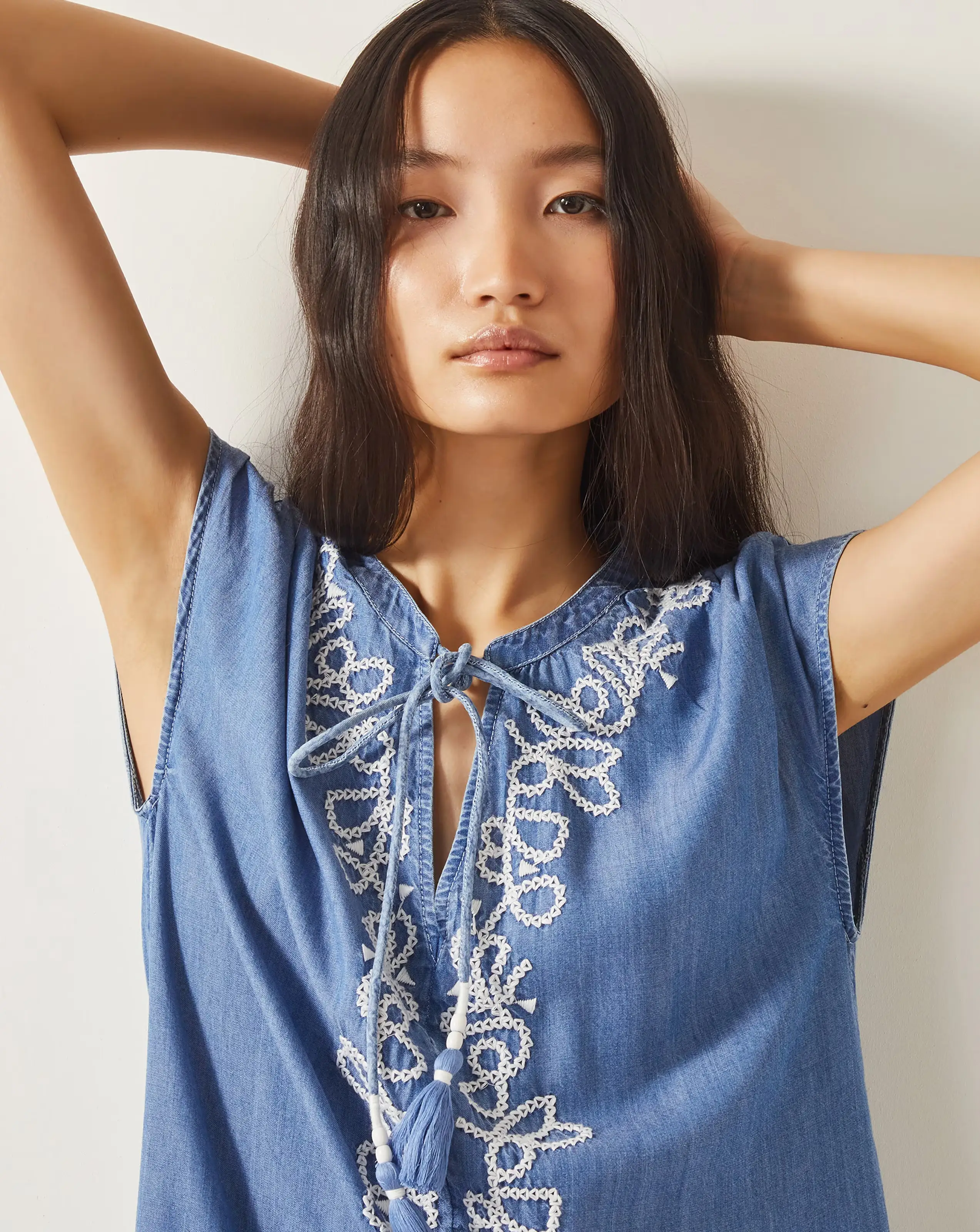 Monsoon Isolde Embroidered Chambray Mini Dress 2 Monsoon Isolde Embroidered Chambray Mini Dress
