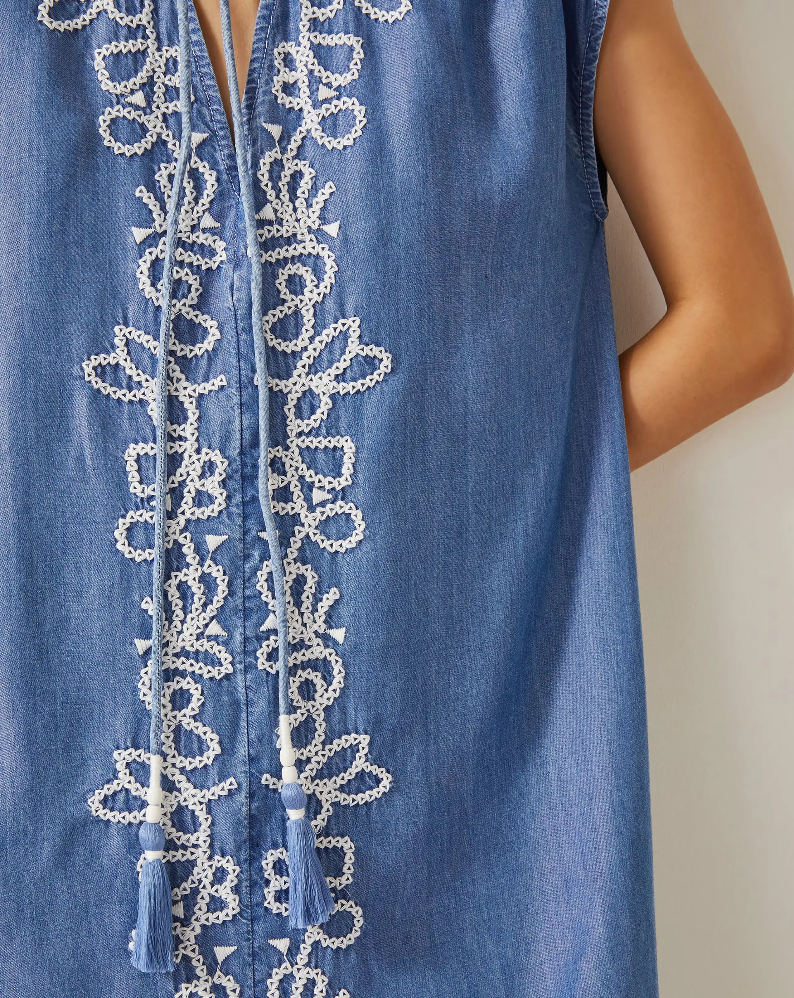Monsoon Isolde Embroidered Chambray Mini Dress 3 Monsoon Isolde Embroidered Chambray Mini Dress